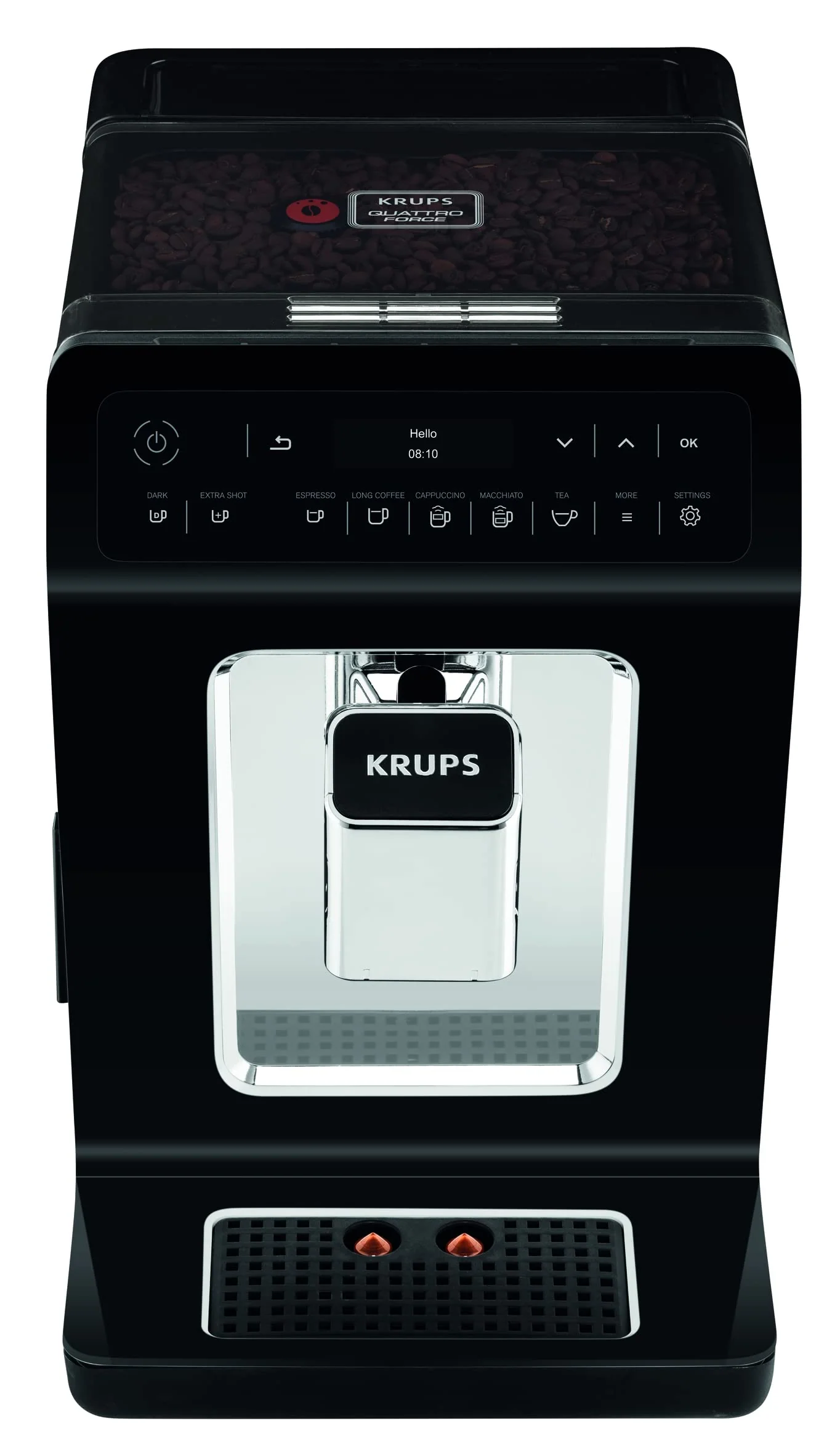 Krups EA8918 Evidence Kaffevollautomat | OLED-Display Barista Quattro Force Technologie | 12 Kaffee | 3 Tee Variationen | One-Touch-Cappuccino | 2-Tassen Funktion | schwarz - Image 6