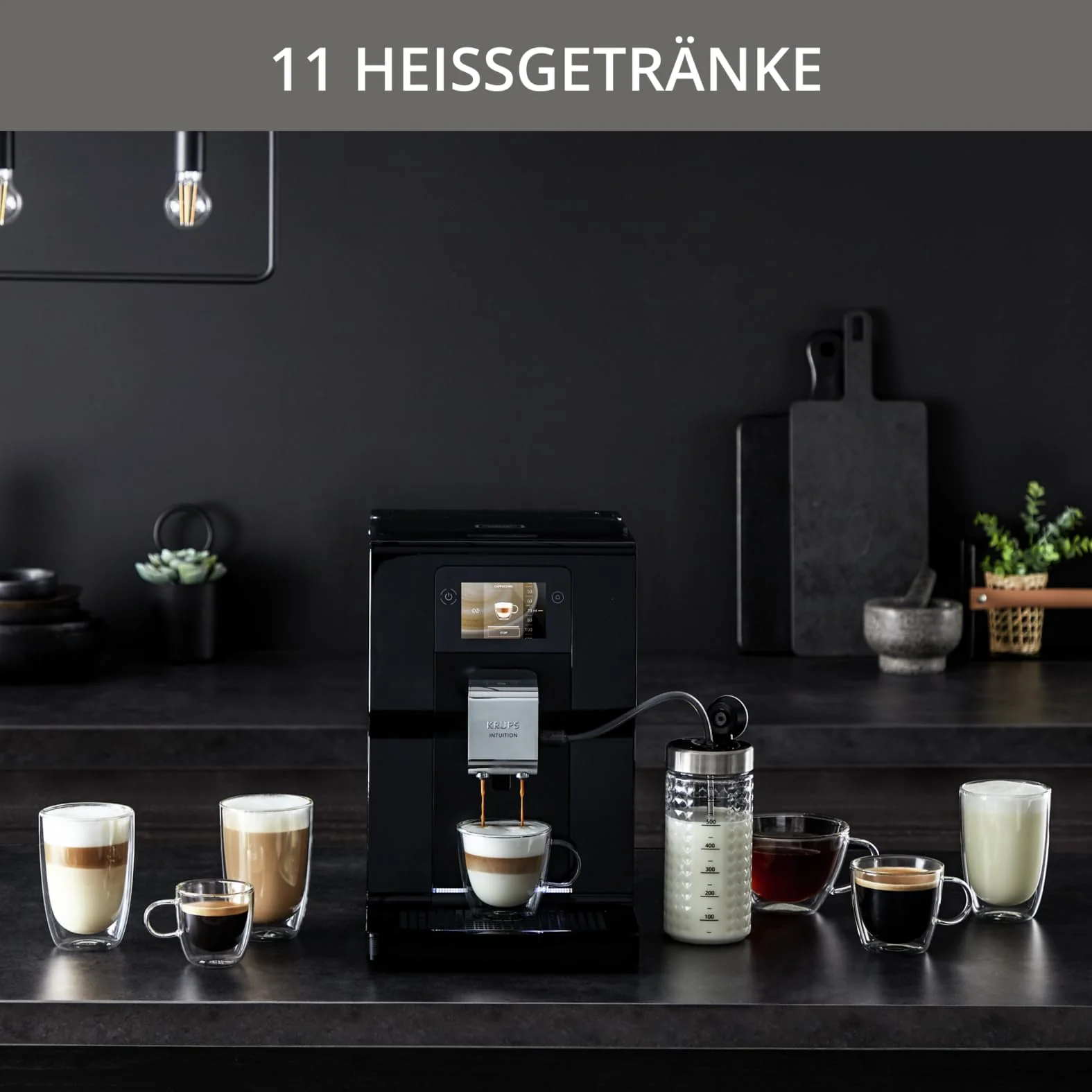 Krups Intuition Preference Kaffeevollautomat mit Smartphone-ähnlicher Bedienung, 3.5" Farb-Touchscreen, Smart Slide Technology, intuitives Lichtsystem, 11 Getränke, Milchbehälter, EA873810 - Image 4