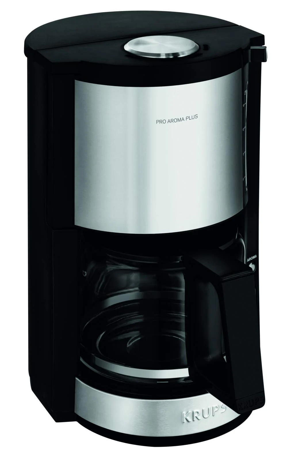 Krups KM321 Proaroma Plus Glas-Kaffeemaschine, 10 Tassen, 1100 W, modernes Design, schwarz mit Edelstahlapplikationen & F03442 Glaskrug Espresso-/Kaffeemaschinenzubehör mit Deckel, 10 Tassen, schwarz - Image 2