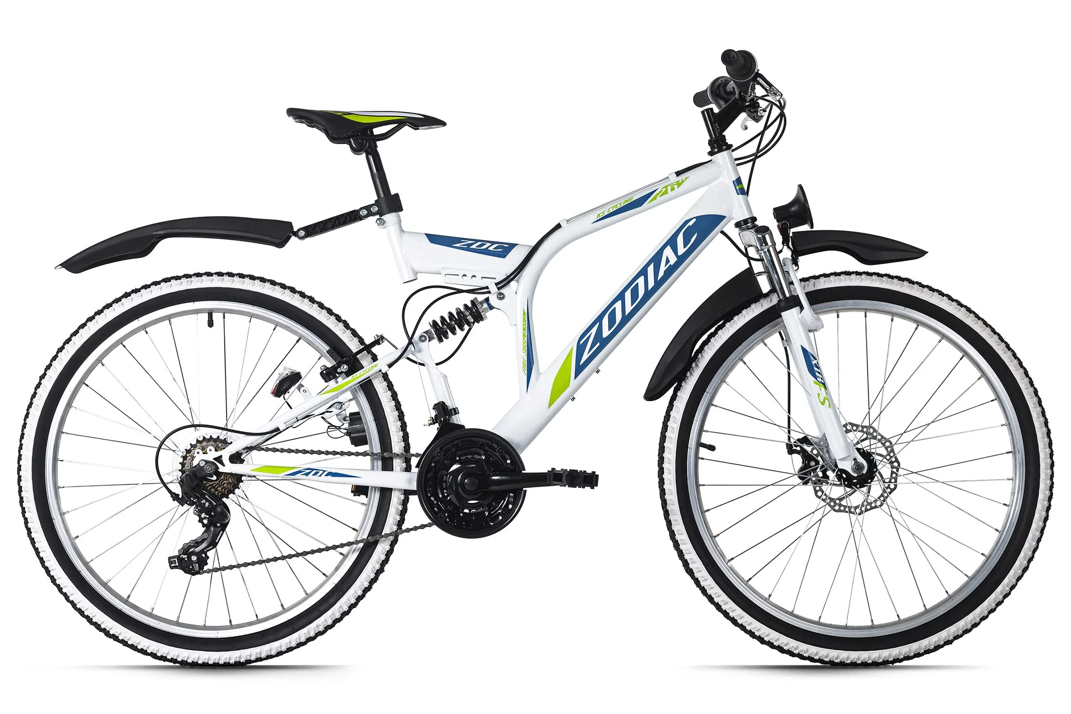 KS Cycling Mountainbike ATB Fully 26" Zodiac weiß-grün RH 48 cm - Image 7