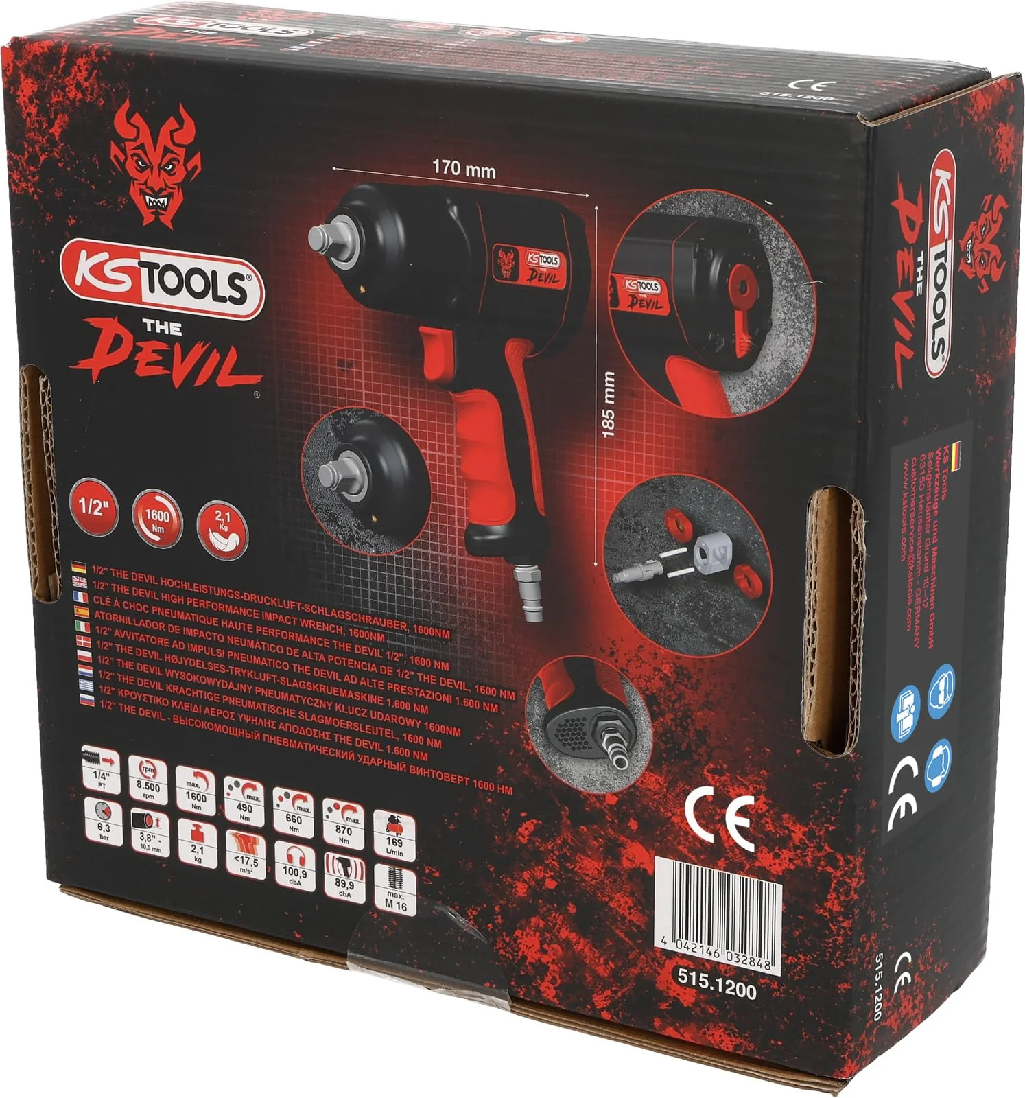 KS Tools THE DEVIL Schlagschrauber Druckluft 515.1200 I Druckluft Schlagschrauber mit praktischem Umschalthebel L/R I Hochleistungs-Doppel-Hammer-Schlagwerk - Image 6