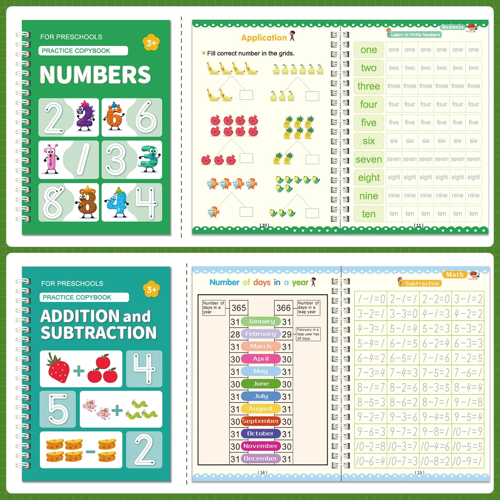 Kutixth Magisches Vorschul Übungsheft für Kinder ab 5 Jahren, Magic Grooved Handschrift-Übungsbücher für Kinder (Grün) - Image 5