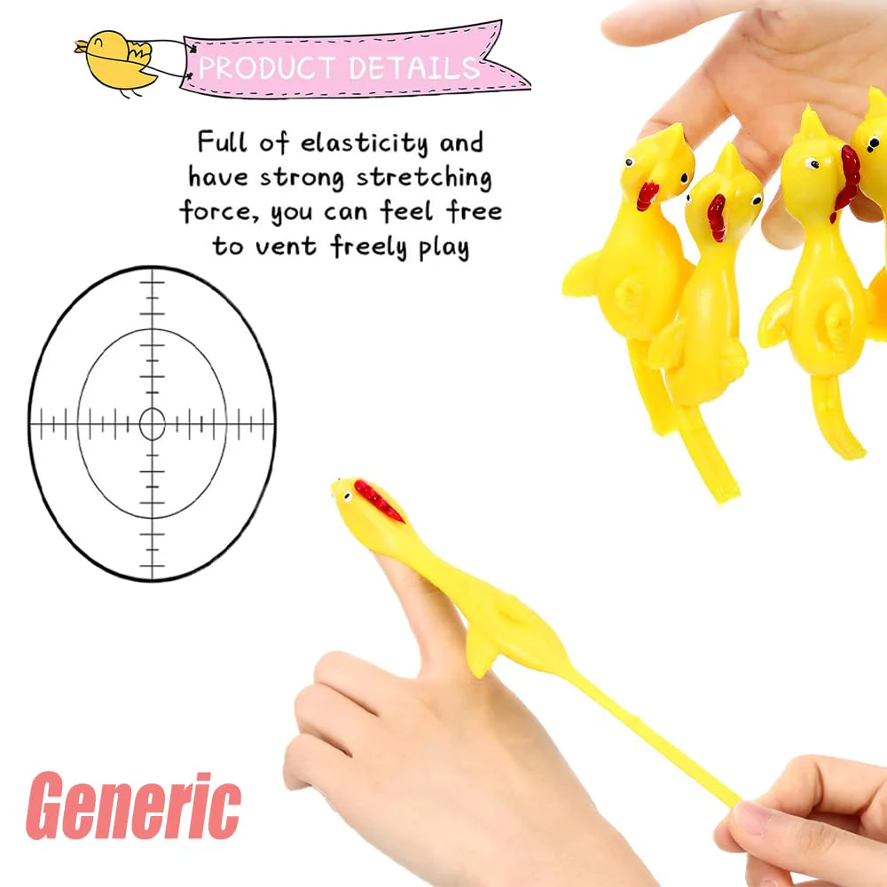 kuyi 30 Pieces fingertip Rubber Chicken Slingshot Chicken Stretching Flying Chicken Finger Stretchy Flick Flying Chicken Toy Novelty Catapult Chicken Chicken Flick Toy Kids Party Flying Chicken - Image 5