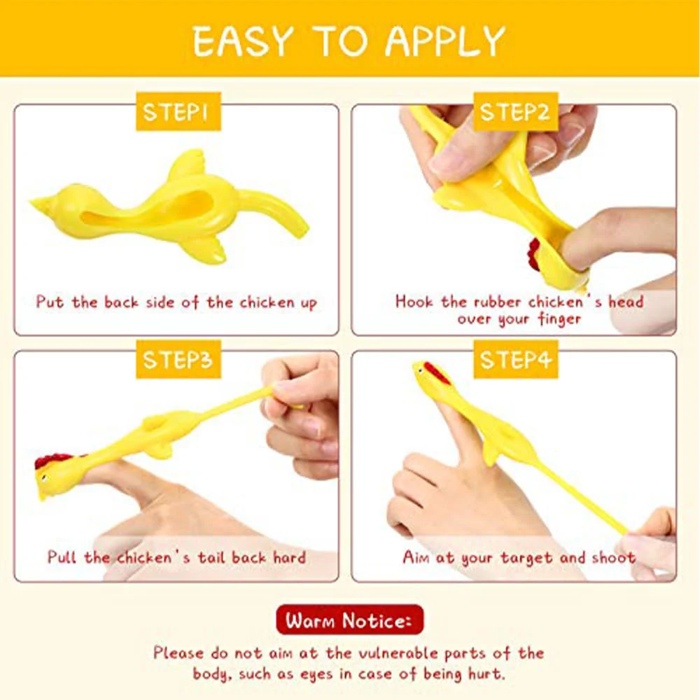 kuyi 30 Pieces fingertip Rubber Chicken Slingshot Chicken Stretching Flying Chicken Finger Stretchy Flick Flying Chicken Toy Novelty Catapult Chicken Chicken Flick Toy Kids Party Flying Chicken - Image 7