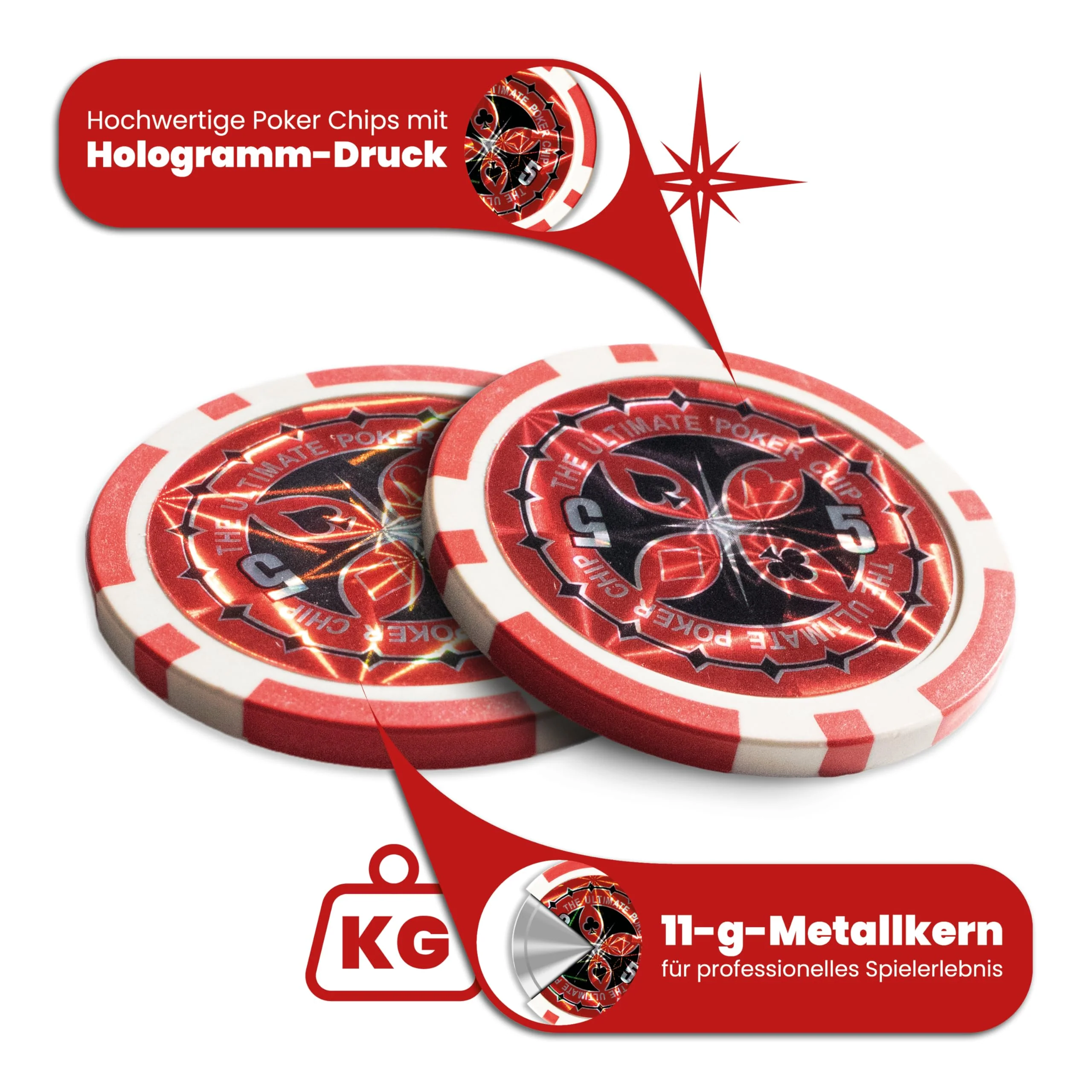 Kyto Pokerkoffer 300-tlg. Poker Set - Ideales Texas Holdem Set - Mit Koffer, Pokerchips, Pokerkarten und Pokermatte - Perfektes Pokerspiel für Profis und Anfänger im Cash Game und Turnier Poker - Image 4