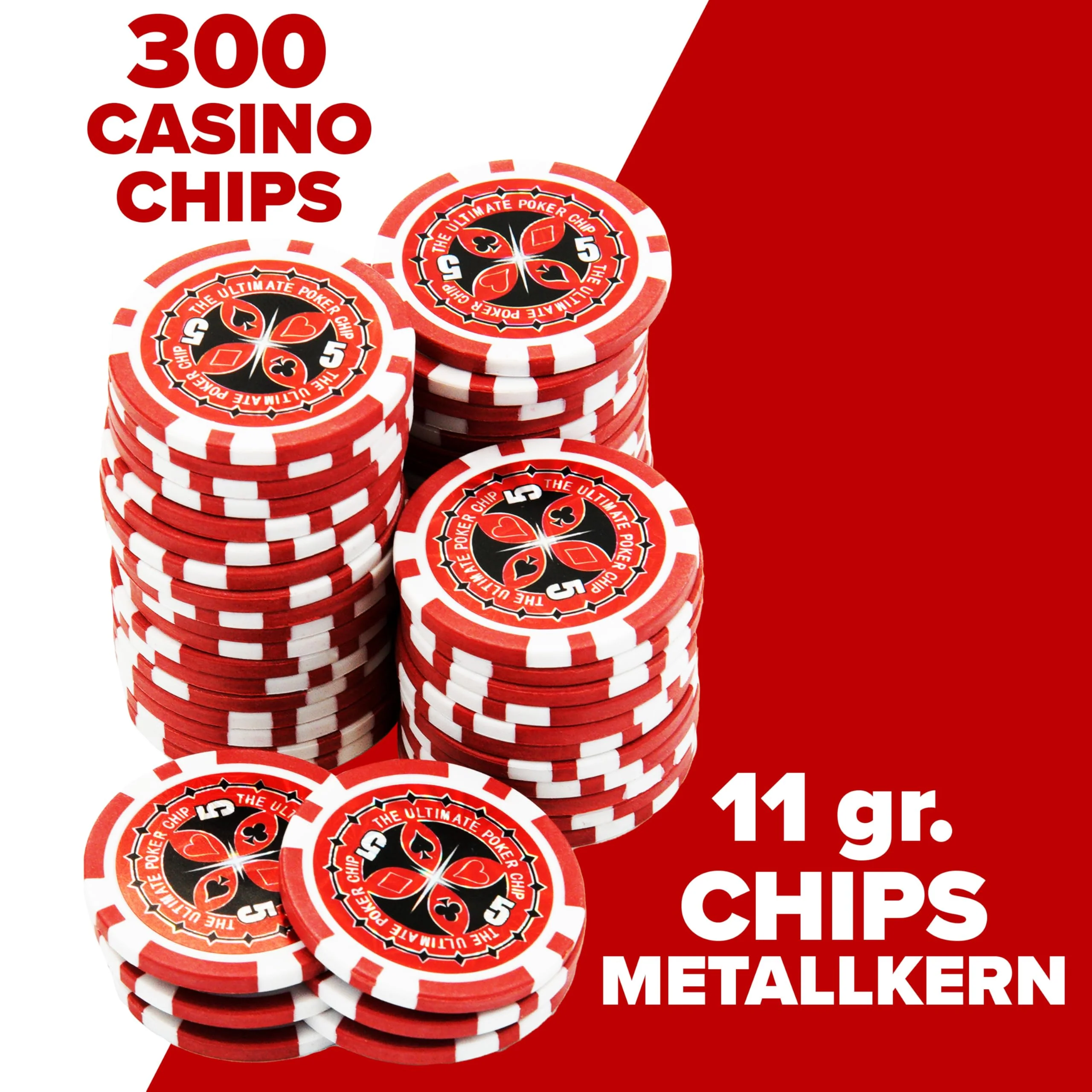 Kyto Pokerkoffer 300-tlg. Poker Set - Ideales Texas Holdem Set - Mit Koffer, Pokerchips, Pokerkarten und Pokermatte - Perfektes Pokerspiel für Profis und Anfänger im Cash Game und Turnier Poker - Image 6