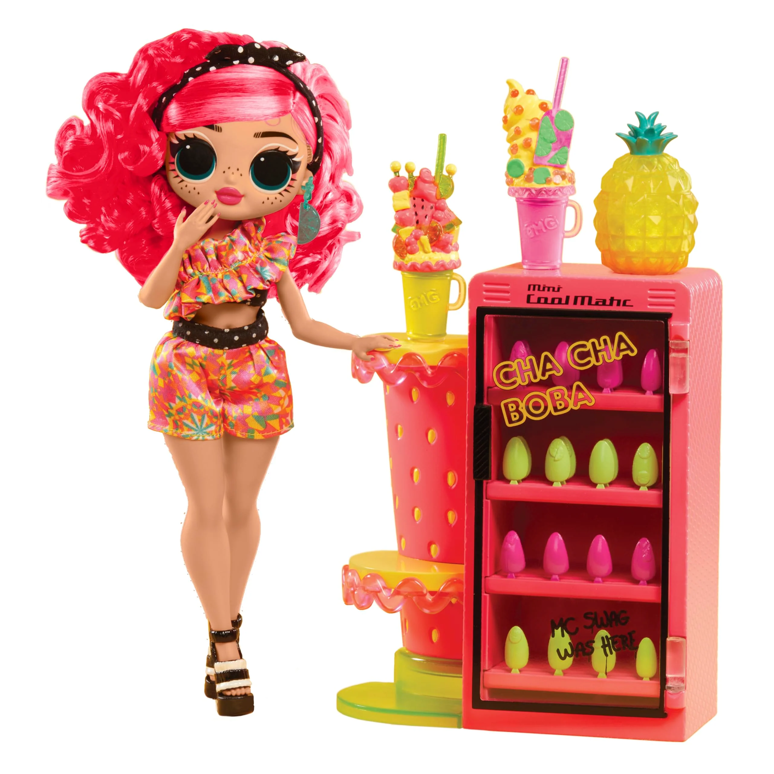 L.O.L. Surprise! OMG Sweet Nails - Pinky Pops Fruit Shop - 15 Überraschungen, darunter echter Nagellack, Press-on-Nails, Sticker, Glitter, 1 Modepuppe und mehr - ideal für Kinder ab 4 Jahren