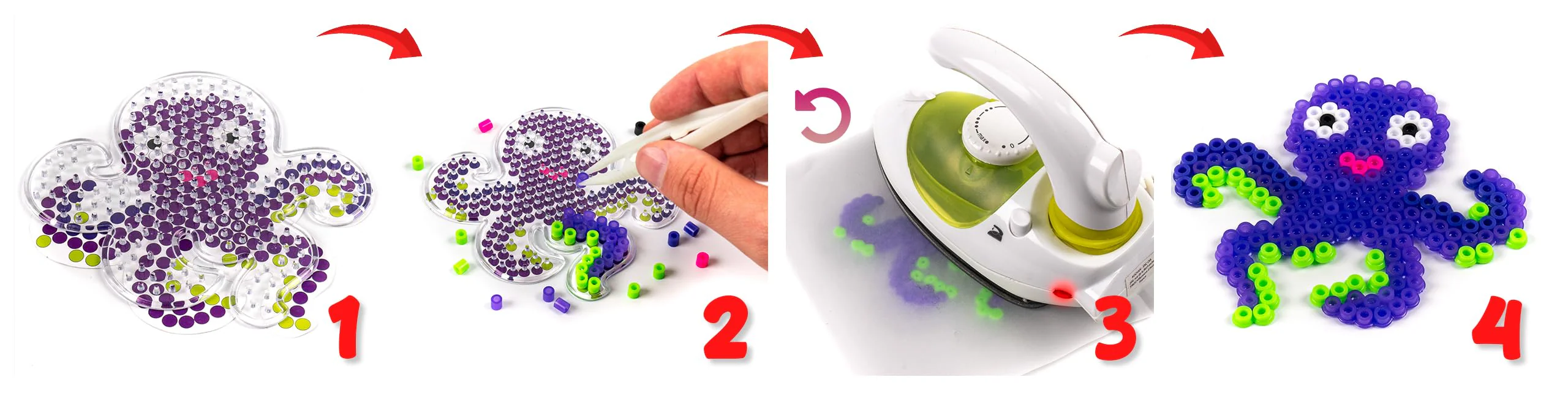 La Manuli Bügelperlenset 24000 Stück Bügelperlen mit Steckplatten, Vorlagen und Zubehör, 5mm Midi Größe (20 Farben + im Dunkeln Leuchten) XXL Bastel Set für Jungen und Mädchen - Image 6