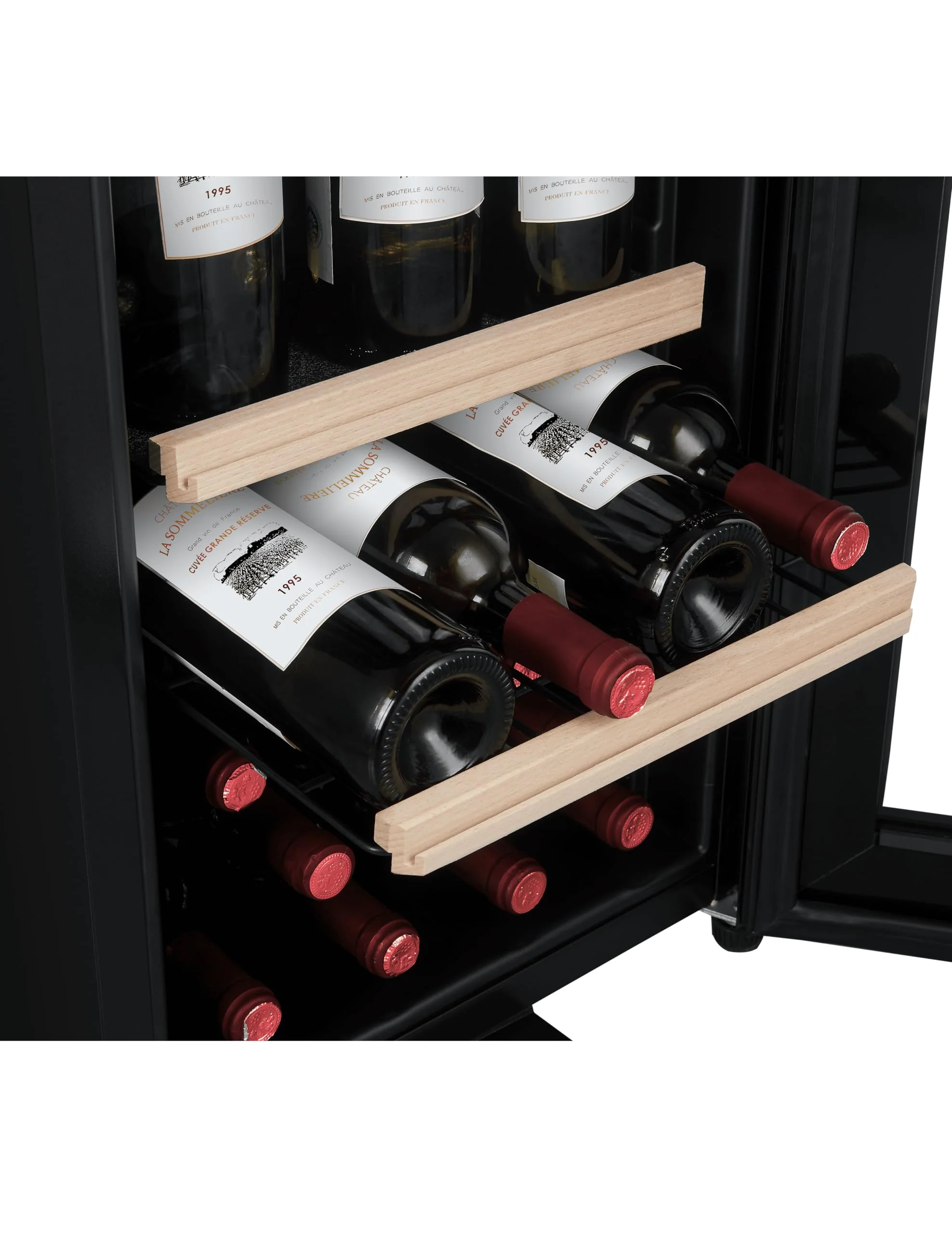 La Sommeliere - Weinkühlschrank LS38BLACK, 38Flaschen, Temperier-Servier-Weinschrank, Glastür aus UV-undurchlässigem Glas, Temperaturbereich von 5°C bis 20°C, freistehend