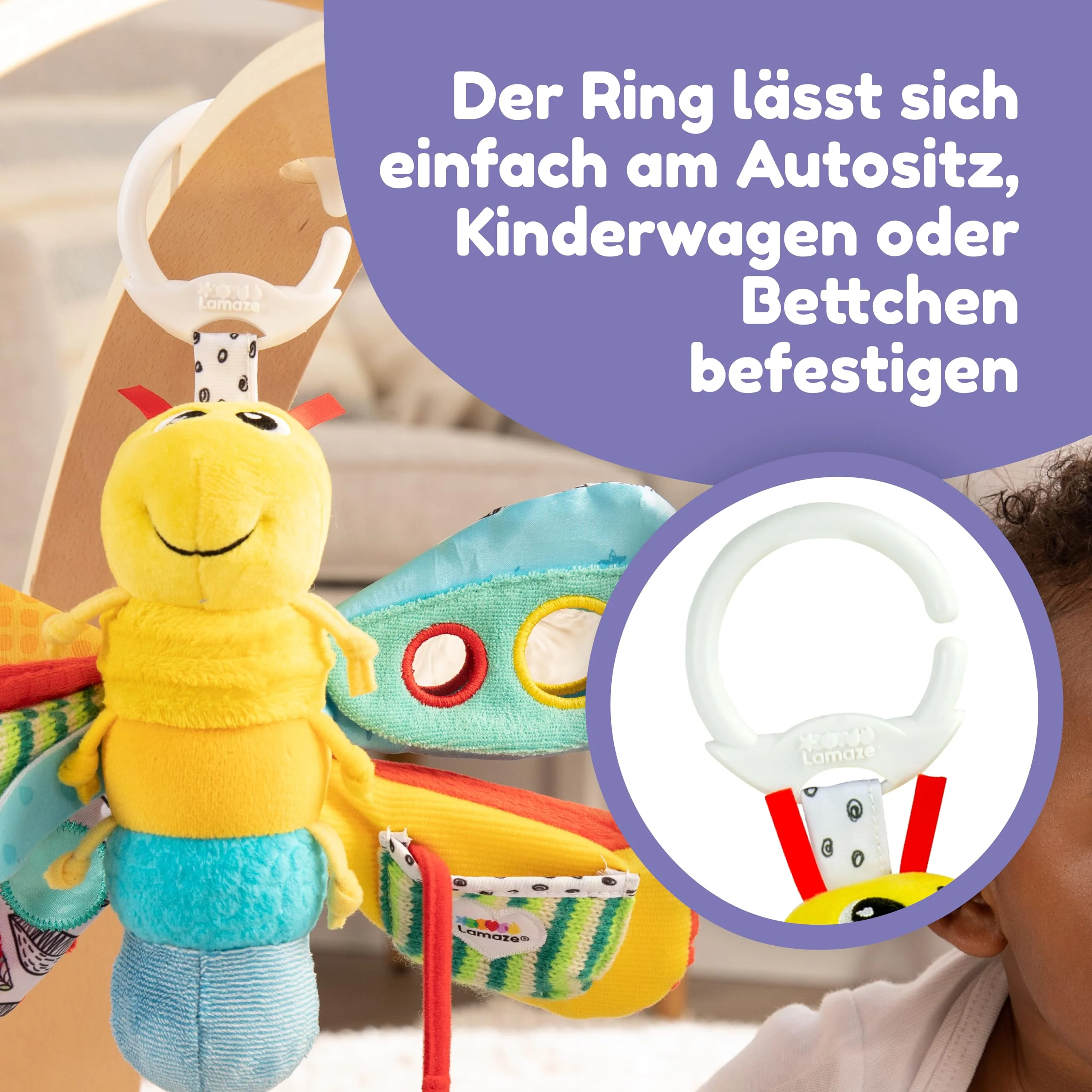 Lamaze Baby Spielzeug "Freddie, das Glühwürmchen" Clip & Go, Hochwertiges Kleinkindspielzeug, Greifling Anhänger zur Stärkung der Eltern-Kind-Beziehung,ab 0 Monaten, Multi Colours - Image 4