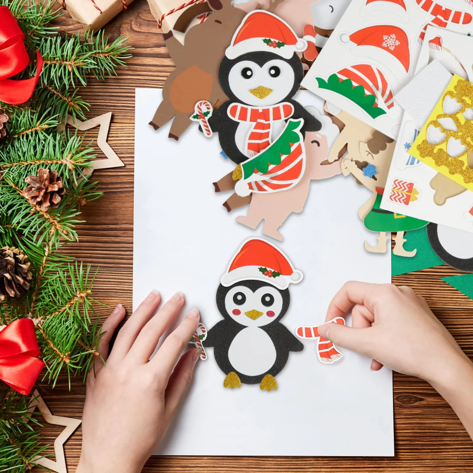 LAMEK 12 Weihnachten Bastelsets Kinder Kreative Weihnachten Kunsthandwerk zum Basteln mit Design Santa Lebkuchenmann Rentier Elf Schneemann Pinguin für Weihnachtsbaum Winter Neujahr - Image 7