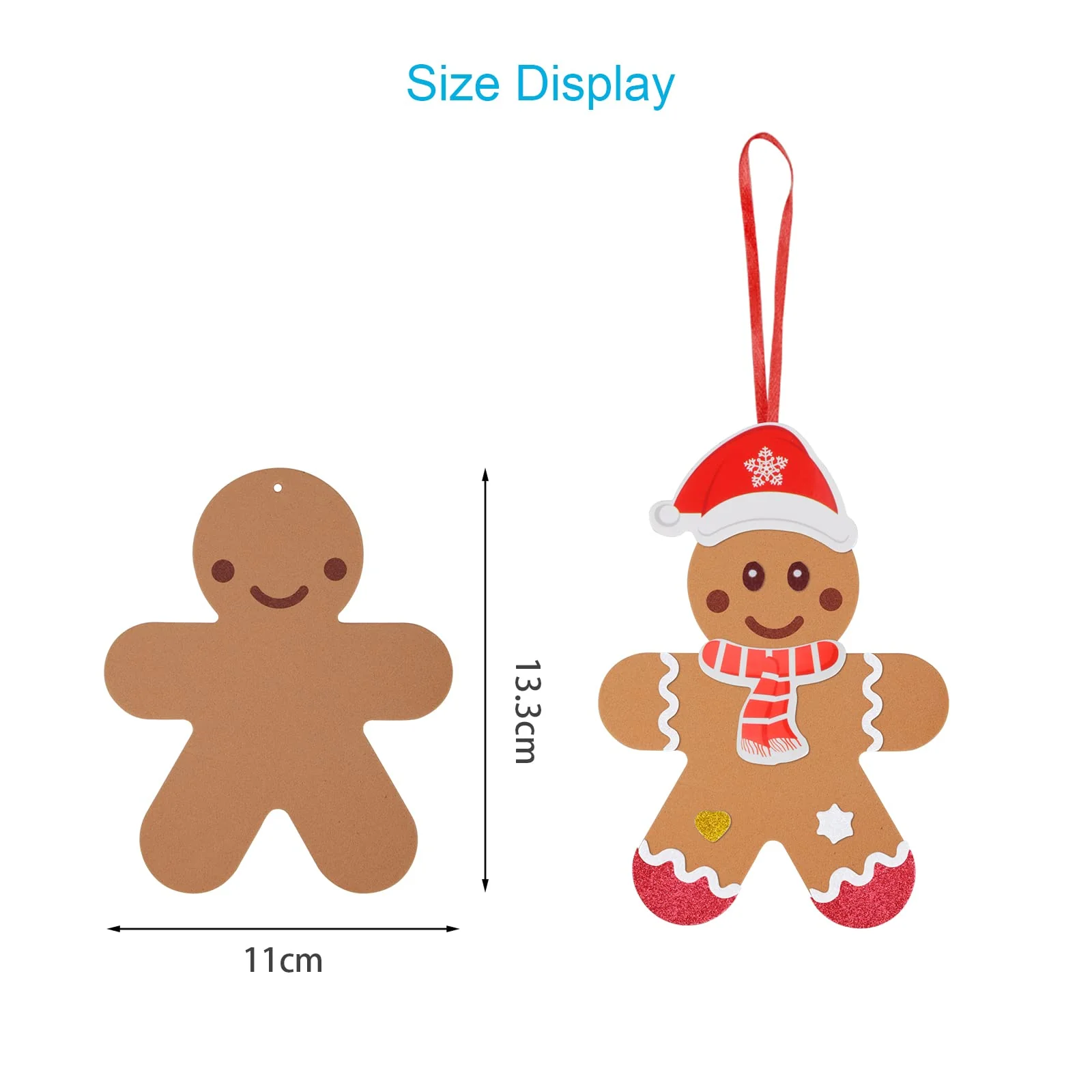 LAMEK 24 Lebkuchenmann Bastelsets Kinder Kreative Weihnachtsbasteln Weihnachten Kunsthandwerk zum Basteln Kreativsets Moosgummi Bastelhandwerk für Jungen Mädchen Weihnachtsbaum Winter Neujahr - Image 2