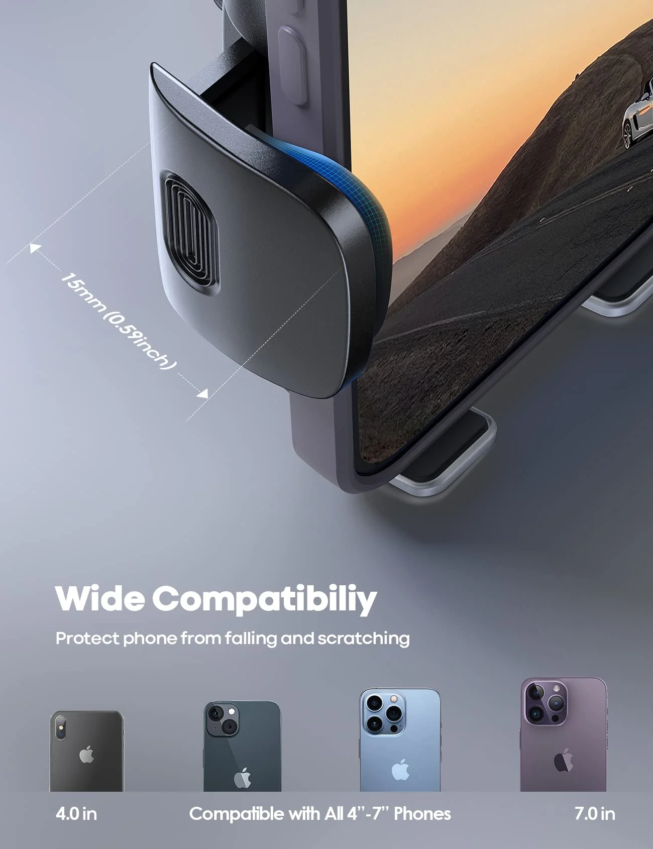 Lamicall Handyhalterung Auto, Handy Autohalterung - [2025 Federclip] Universal Lüftung Handyhalter Auto, 360 Grad Vent KFZ Halterung für iPhone 17/16/15/14/13 Pro Max Plus, Samsung 4-7 Zoll Smartphone - Image 3