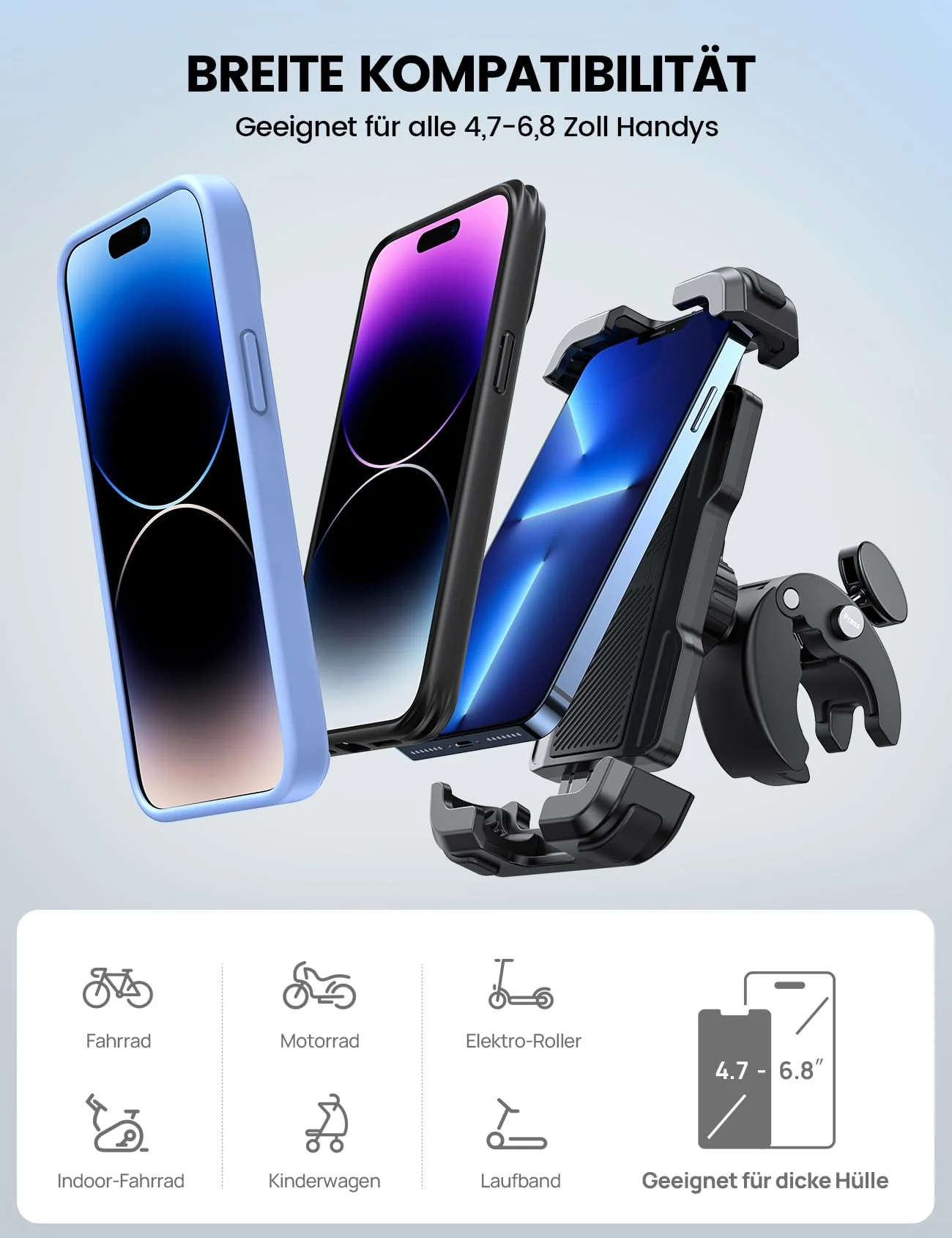 Lamicall Handyhalterung Motorrad, Handyhalter Fahrrad - 2025 Universal 360° Lenker Halter für iPhone 17 16 15 14 Pro Max Plus, Air, SE, 13 12 Pro Max Mini, 11 Pro Max, Xs, XR, Samsung S24, Smartphone - Image 4