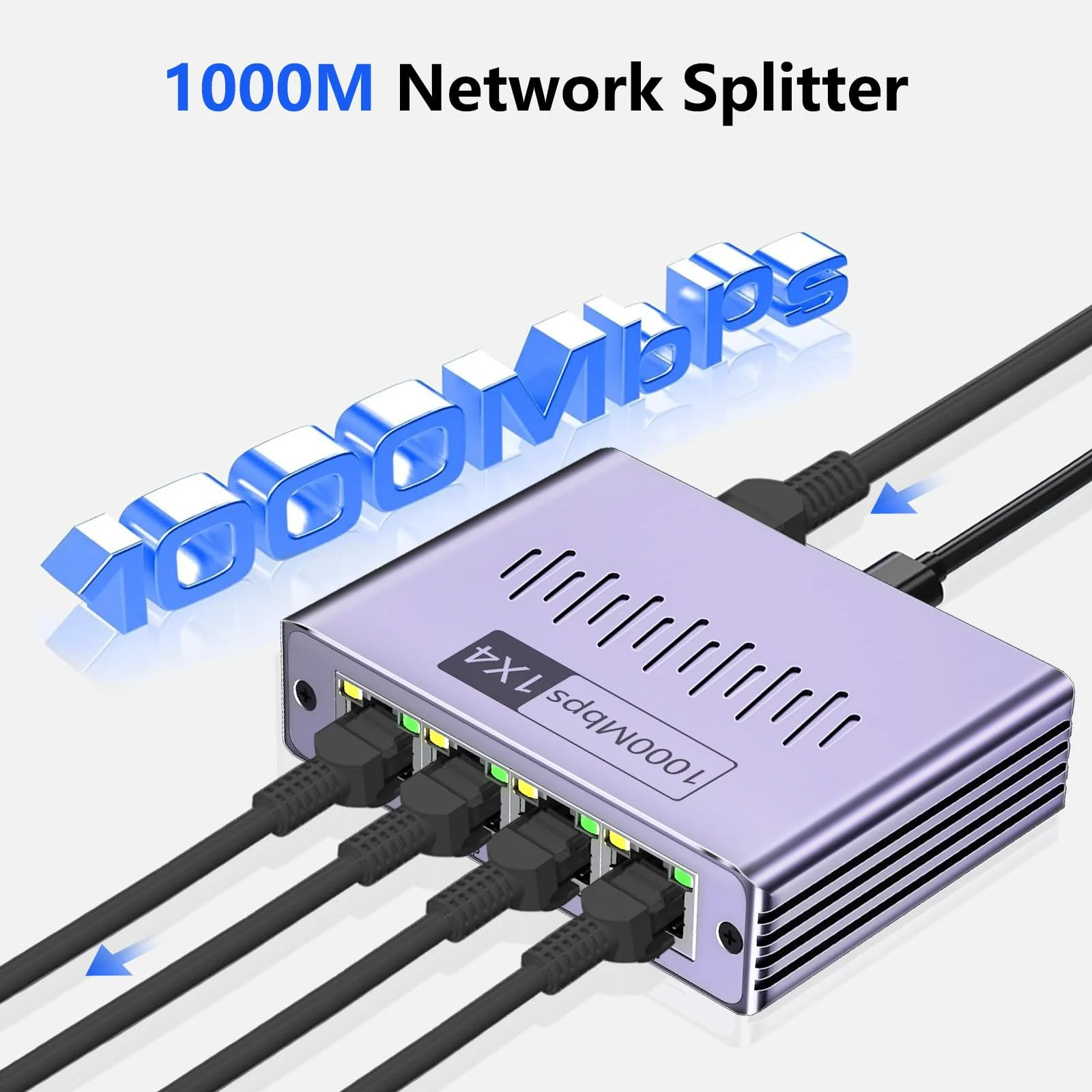 LAN Splitter 1 auf 4, LAN Verteiler 1 auf 4 Gigabit Netzwerk Splitter 1000 Mbps LAN Switch 4 Port Ethernet Splitter 1 auf 4 für Computer, Hub, Switch, Router, ADSL, Digital TV, Gleichzeitig Arbeiten - Image 5