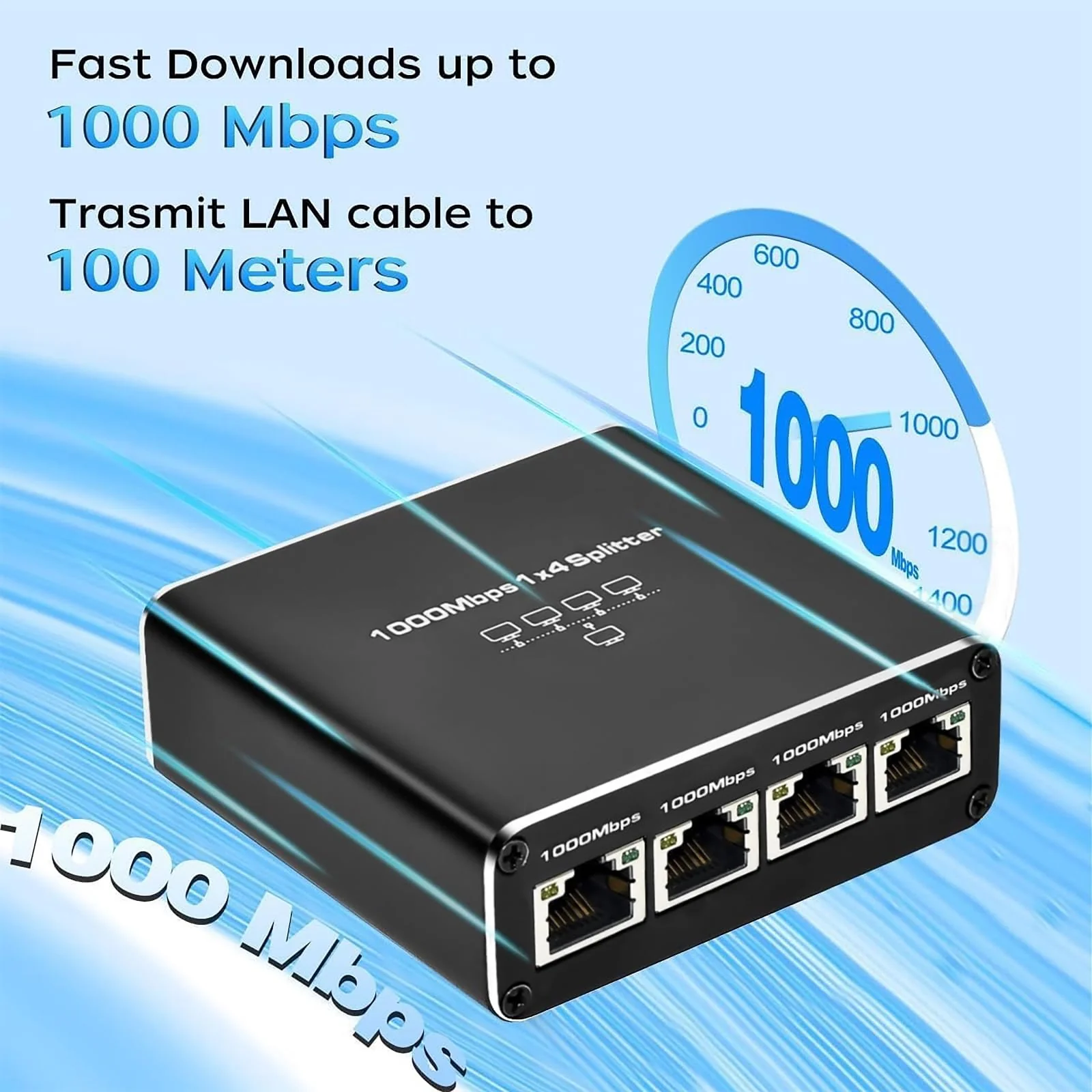LAN Splitter 1 bis 4, 1000 Mbit/s Ethernet Splitter Geeignet für Cat6/7/8 Kabel, 4 Geräte gleichzeitige Vernetzung, Netzwerk Switch für Computer, Hubs, Switches, Router, Set-Top-Boxen. - Image 14