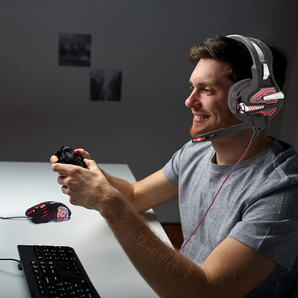 Lancoon Gaming Maus Verdrahtete, Optische SpielmäUse Mit 6 Tasten, 4 Hintergrundbeleuchtungen, Ergonomische Griffe Und 4 DPI Einstellstufen FüR PC, Laptop Und Mac - GM05 Schwarz - Image 2