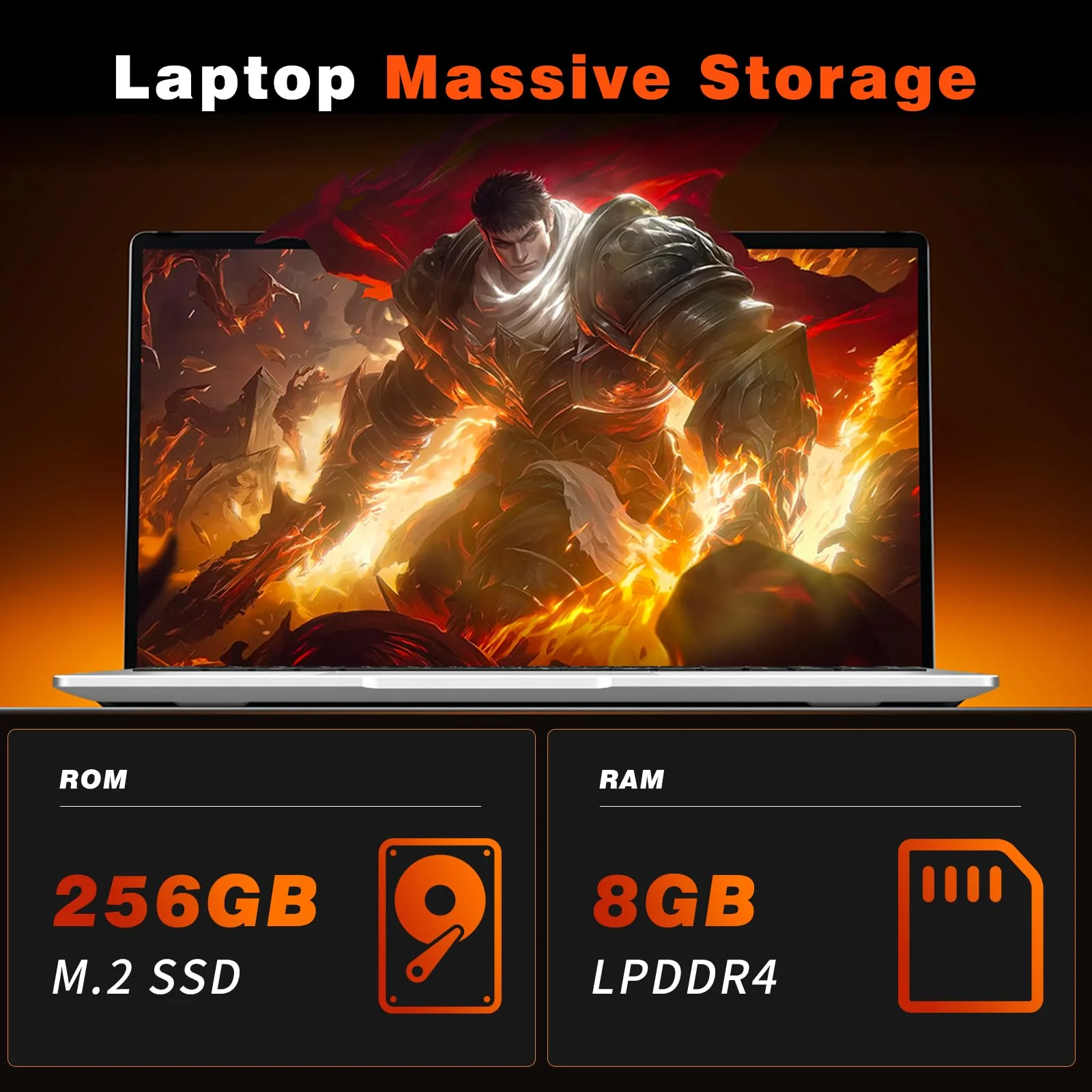 Laptop 15,6 Zoll, Celeron N4000 Prozessor, Laptop 8GB LPDDR4 RAM 256GB SSD, Notebook 180° Flip Schermo FHD 1080P, USB3.0, Mini HDMI, TF-Kartensteckplatz, WiFi, BT4.2, Unterstützt SSD-Erweiterung 1TB - Image 6