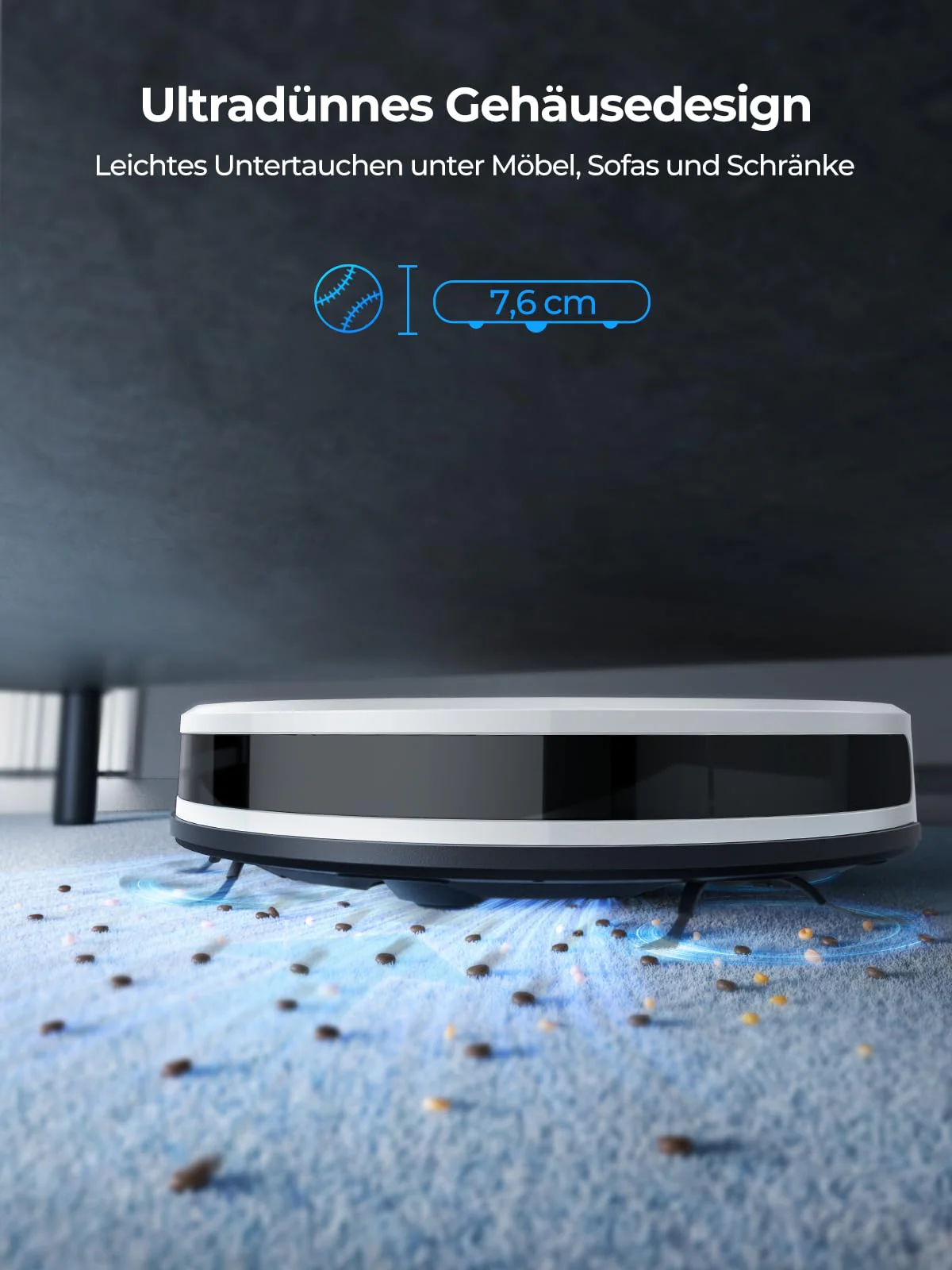 Laresar Clean Saugroboter, 4000Pa Saugroboter mit Wischfunktion, 3-in-1 Staubsauger Roboter 150 Min. Laufzeit, mit App-Steuerung und WLAN,Ideal für Hartböden, Teppiche & Tierhaare