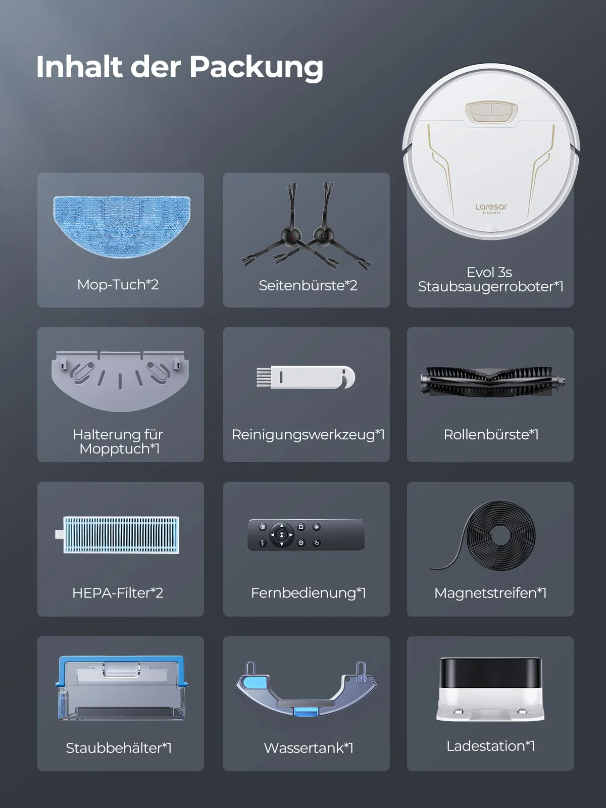 Laresar Clean Saugroboter, 4000Pa Saugroboter mit Wischfunktion, 3-in-1 Staubsauger Roboter 150 Min. Laufzeit, mit App-Steuerung und WLAN,Ideal für Hartböden, Teppiche & Tierhaare - Image 2