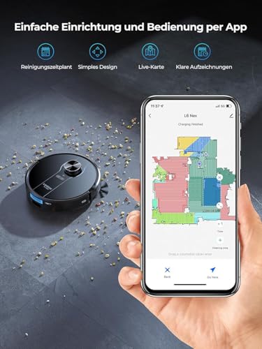 Laresar Clean Saugroboter mit Wischfunktion, Saugroboter mit Absaugstation L6 Nex, LiDAR Navigation, 3L Staubsauger bis zu 180Min, 3-in-1 Kehren, Wischen und Staubsaugen, Ideal für Tierhaare - Image 2