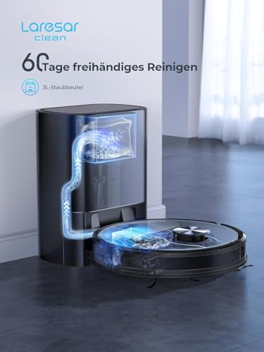 Laresar Clean Saugroboter mit Wischfunktion, Saugroboter mit Absaugstation L6 Nex, LiDAR Navigation, 3L Staubsauger bis zu 180Min, 3-in-1 Kehren, Wischen und Staubsaugen, Ideal für Tierhaare - Image 3