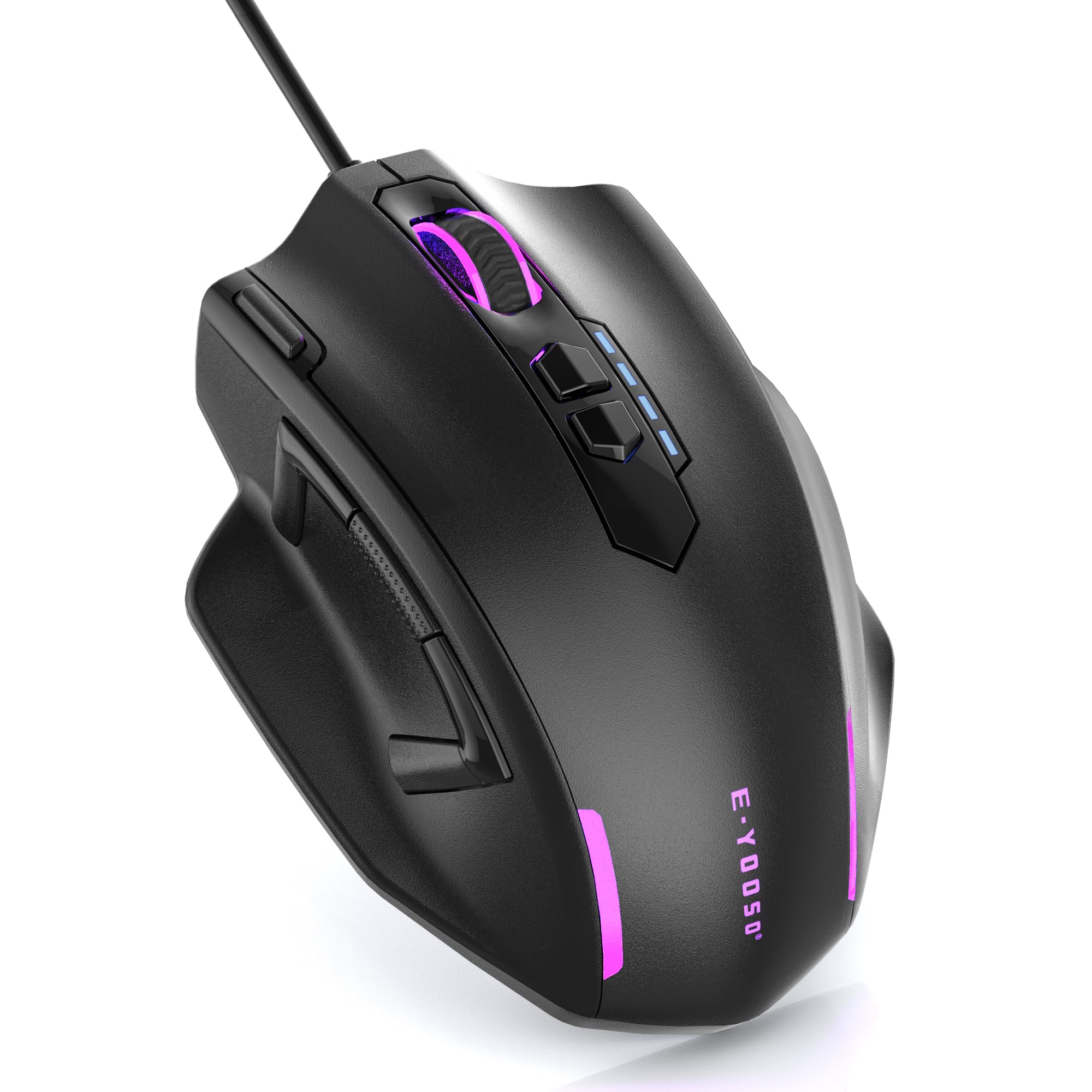 Large Gaming Mouse, Verkabelte Maus für große Hände (mit 12400 DPI, 6 Tasten, Einstellbare Gewicht und RGB-LED-Licht), Computer Gaming-Maus für PC/Mac/Laptop, Schwarz - Image 3