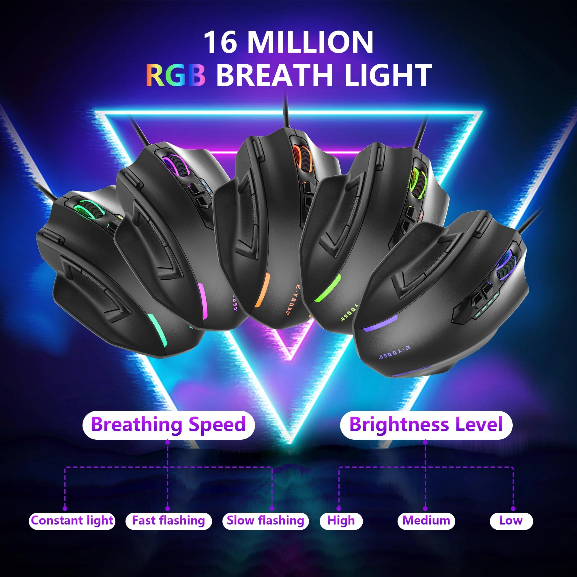 Large Gaming Mouse, Verkabelte Maus für große Hände (mit 12400 DPI, 6 Tasten, Einstellbare Gewicht und RGB-LED-Licht), Computer Gaming-Maus für PC/Mac/Laptop, Schwarz - Image 4