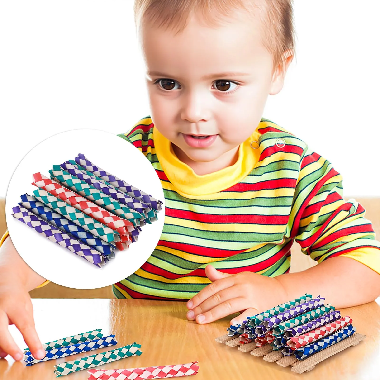Larrel 24 Stück Chinesische Fingerfalle, Klassische Fingerfallen Kauspielzeug für Haustiere Fingerfallen für Kinder Geburtstagsparty Geschenke fürJungen, Mädchen, Blau, Lila, Pink, Cyan - Image 3