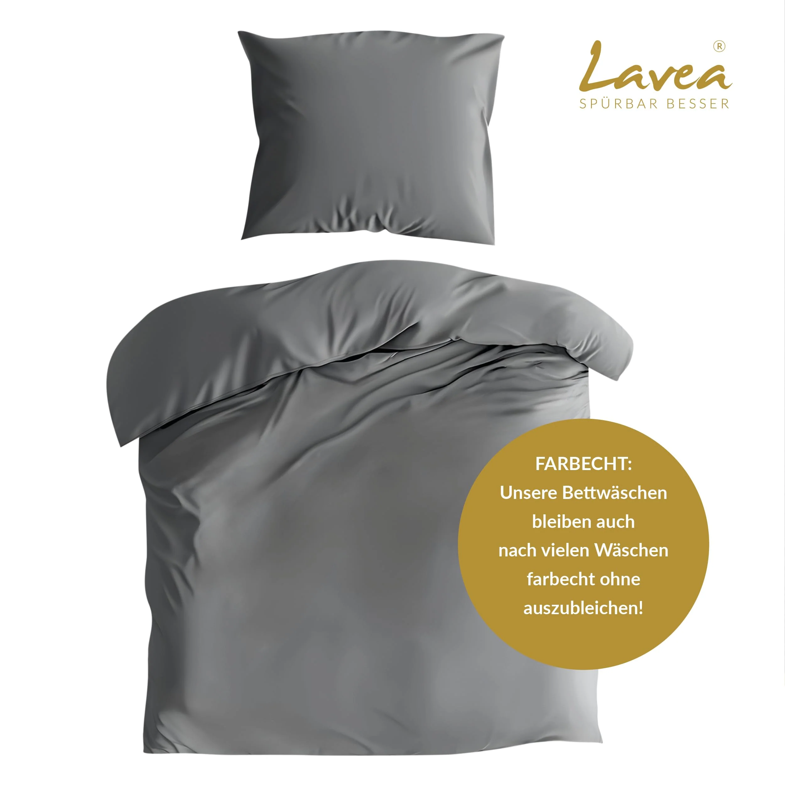 Lavea Bettwäsche Set 4teilig - 135x200 (2X) + 80x80 (2X) Anthrazit aus Mikrofaser - Ultraweich, Atmungsaktiv & Hypoallergen, ÖKO-TEX Bettwäsche Set mit Qualitätsreißverschluss - Image 7