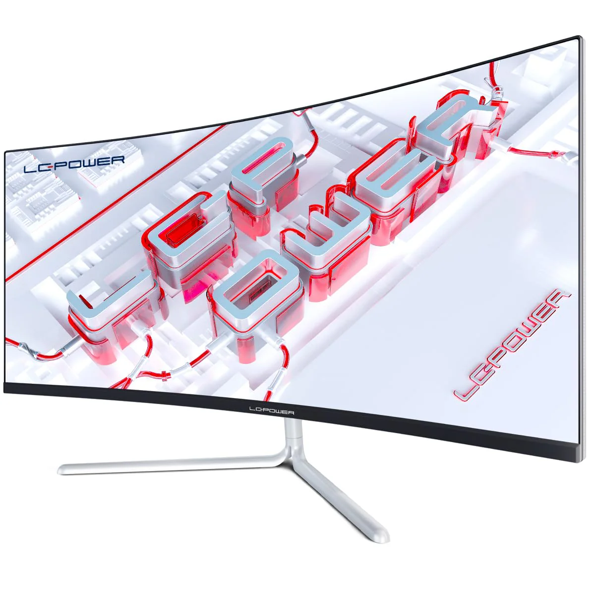 LC-Power LC-M34-UWQHD-100-C-V3 Gaming Monitor 34" Curved Ultra WQHD Display 21:9, 100Hz, 1500R, Adaptive Sync, VA, 1*HDMI, DP, DVI,AUX, schwarz weiß - Image 7