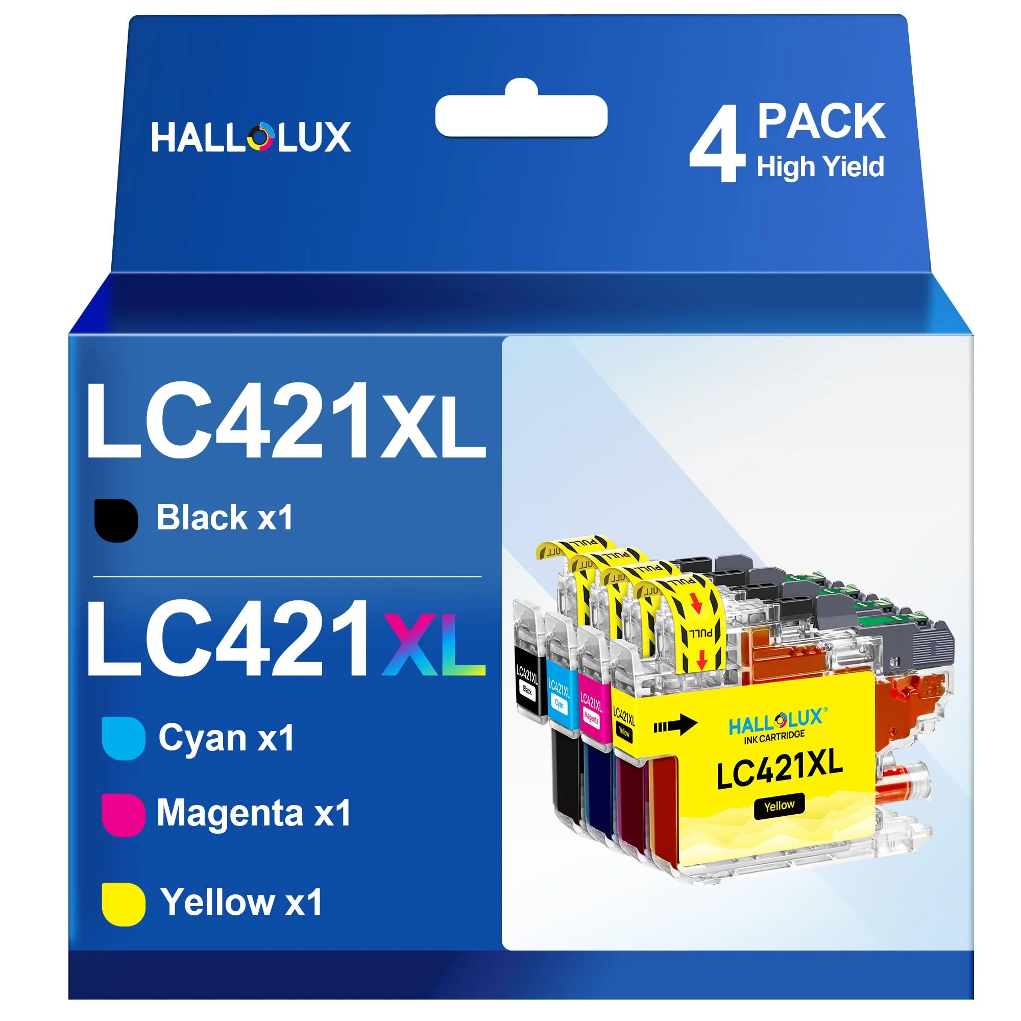 LC421XL LC-421XLVAL Tintenpatronen Value Pack für Brother LC421 LC-421XL Multipack Patronen für Brother DCP-J1050DW DCP-J1140DW MFC-J1010DW (LC421XL Schwarz,LC421XL Cyan,LC421XL Magenta,LC421XL Gelb) - Image 2