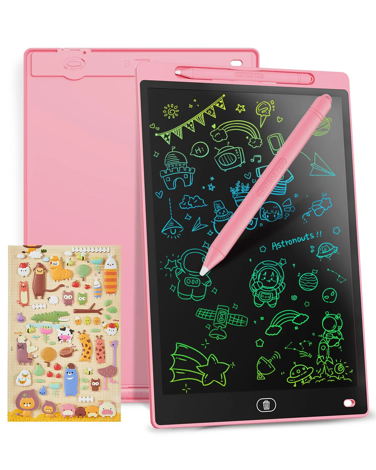 LCD Schreibtafel 10 Zoll, Genialba Buntes LCD Schreibtablett, Tragbares Löschbares Zeichenbrett, Elektronischer Tablette, Grafiktablett für Kinderspiele 2 3 4 5 6 7 Jahre alte Mädchen (Rosa) - Image 6