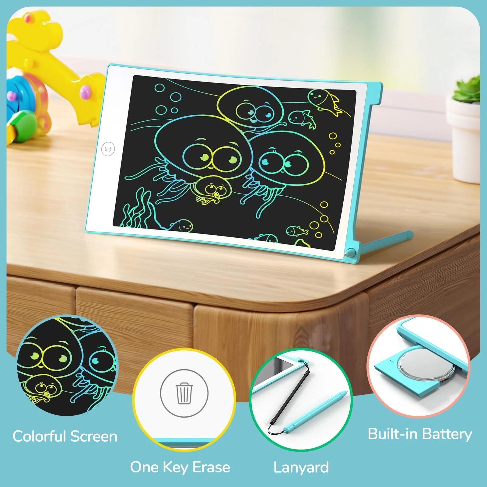 LCD Schreibtafel 2 Pack, 8.5 Zoll Tablet für Kinder und Erwachsene, Löschbarer, Wiederverwendbarer Schreib-Zeichenblock, mit Abschließbar Löschen-Taste (Blau+Rosa) - Image 2