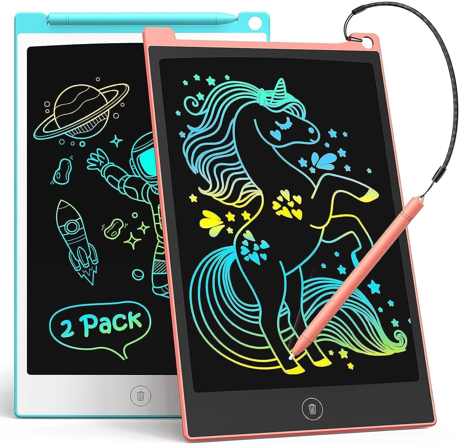 LCD Schreibtafel 2 Pack, 8.5 Zoll Tablet für Kinder und Erwachsene, Löschbarer, Wiederverwendbarer Schreib-Zeichenblock, mit Abschließbar Löschen-Taste (Blau+Rosa) - Image 3