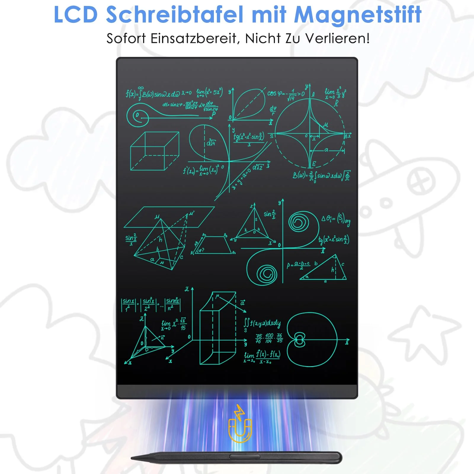 LCD Schreibtafel, Czemo 11.5 Zoll Vollbild LCD-Schreibtafeln für Erwachsene und Kinder mit Magnetstif, Elektronisches LCD Schreibbrett Digitales Zeichenbrett für Büro, Memos und Notizen - Image 3