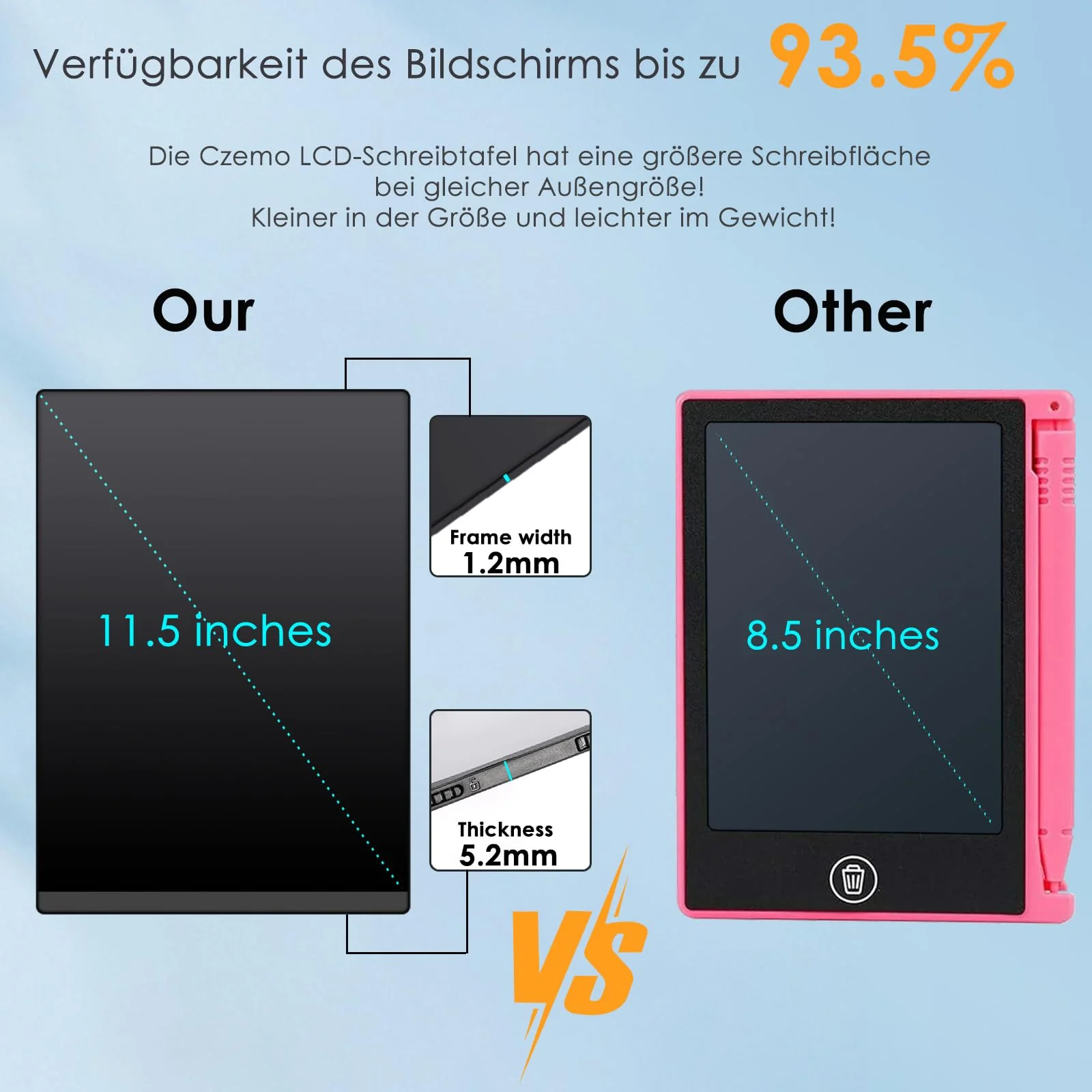 LCD Schreibtafel, Czemo 11.5 Zoll Vollbild LCD-Schreibtafeln für Erwachsene und Kinder mit Magnetstif, Elektronisches LCD Schreibbrett Digitales Zeichenbrett für Büro, Memos und Notizen - Image 7