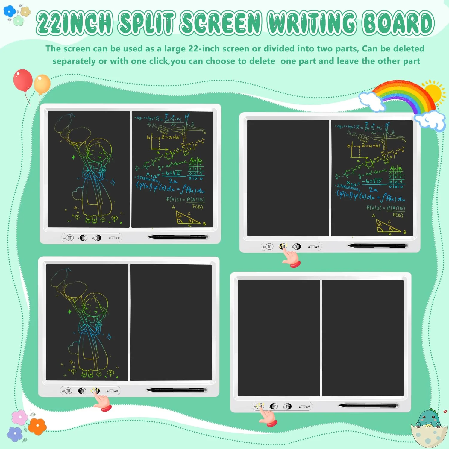 LCD Schreibtafel Kinder,22 Zoll Dual Screen it 2 Stiften und verstellbarem Stand LCD-Schreibtablett Kind, Erwachsener Lehrer Bildung Bürobedarf, Weihnachtsgeschenke für Jungen und Mädchen