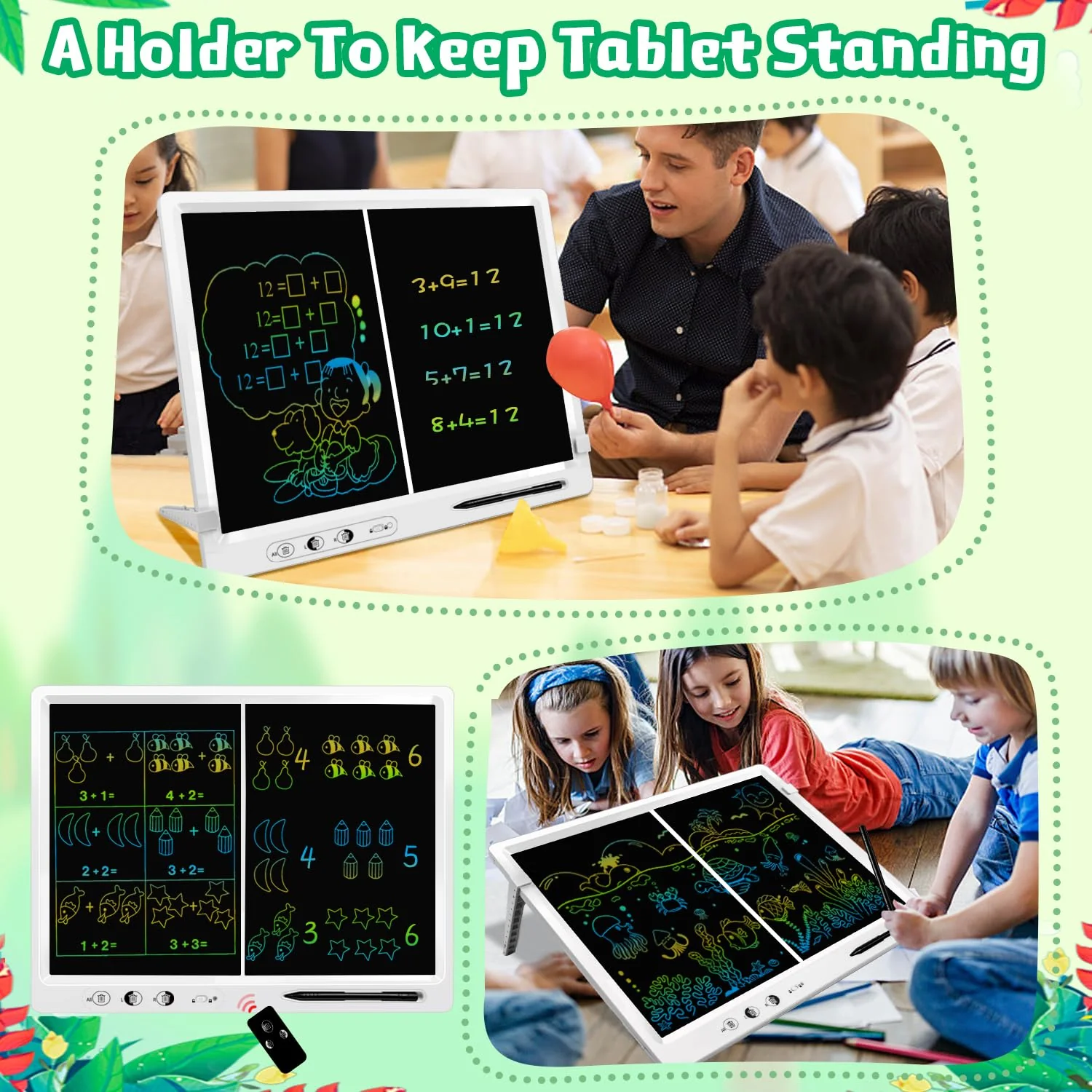 LCD Schreibtafel Kinder,22 Zoll Dual Screen it 2 Stiften und verstellbarem Stand LCD-Schreibtablett Kind, Erwachsener Lehrer Bildung Bürobedarf, Weihnachtsgeschenke für Jungen und Mädchen - Image 6