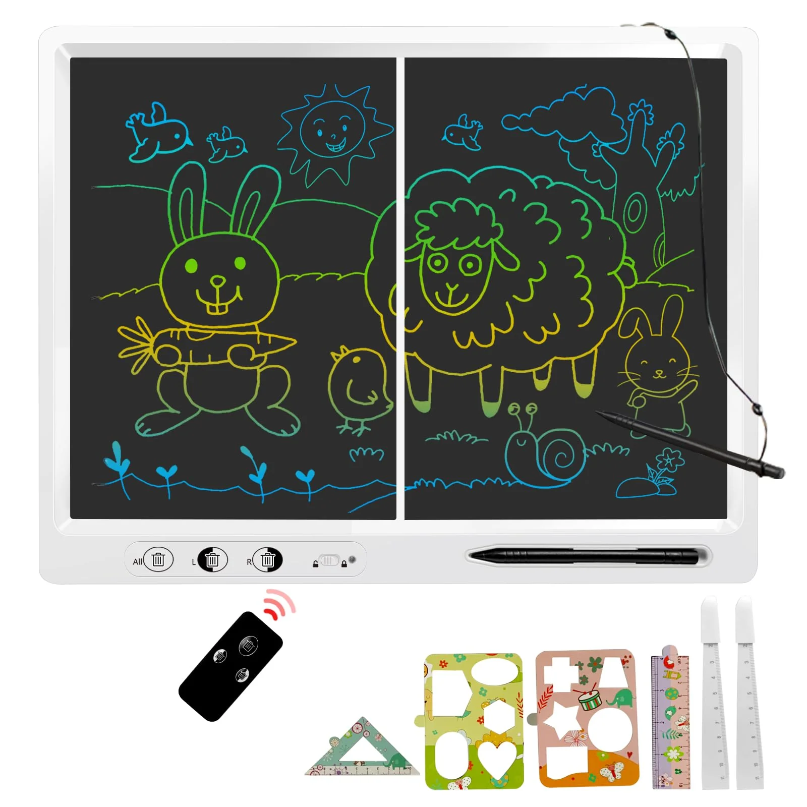 LCD Schreibtafel Kinder,22 Zoll Dual Screen it 2 Stiften und verstellbarem Stand LCD-Schreibtablett Kind, Erwachsener Lehrer Bildung Bürobedarf, Weihnachtsgeschenke für Jungen und Mädchen - Image 7