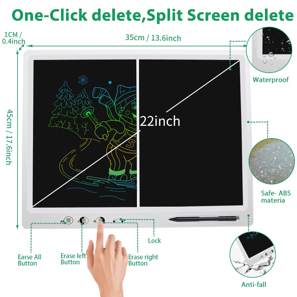 LCD Schreibtafel Kinder,22 Zoll Dual Screen it 2 Stiften und verstellbarem Stand LCD-Schreibtablett Kind, Erwachsener Lehrer Bildung Bürobedarf, Weihnachtsgeschenke für Jungen und Mädchen - Image 9