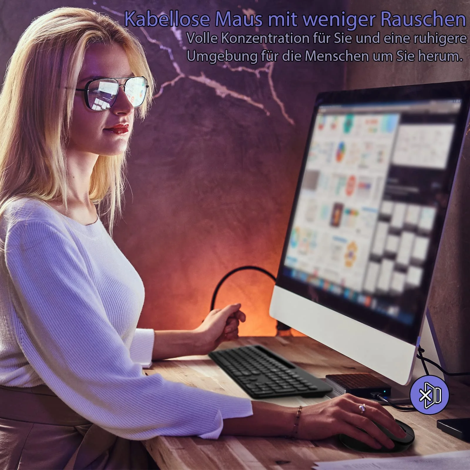 LeadsaiL Tastatur Maus Sets Kabellos,Ergonomische,Funk PC in Standardgröße,Deutsch QWERTZ-Layout, Leise-Klick,12 FN-Tasten Für Windows Computer, macOS, Laptop - Image 3