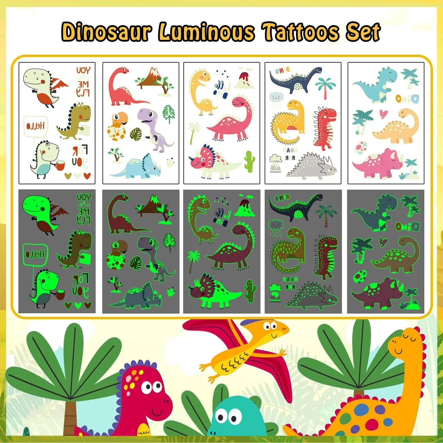 LEADTEAM 90 Stück Dinosaur Tattoo Kinder Jungen, Leucht Kindertattoos Temporäre Tattoos Aufkleber Sticker, Dinosaurier Spielzeug Geschenk Geburtstag Deko Party Mitgebsel Kindergeburtstag Junge - Image 5