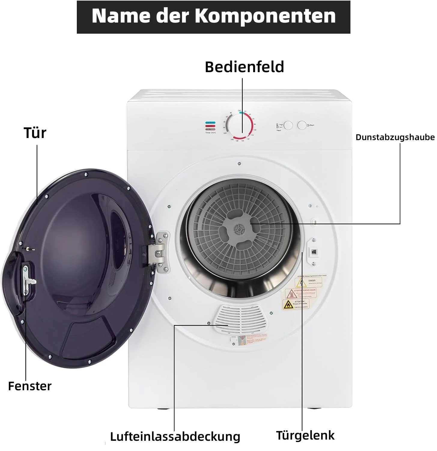 LEADZM Mini Wäschetrockner Elektrischer Trockner Ablufttrockner,3KG,40L,900W,3 Trocknungsmodi - Image 10