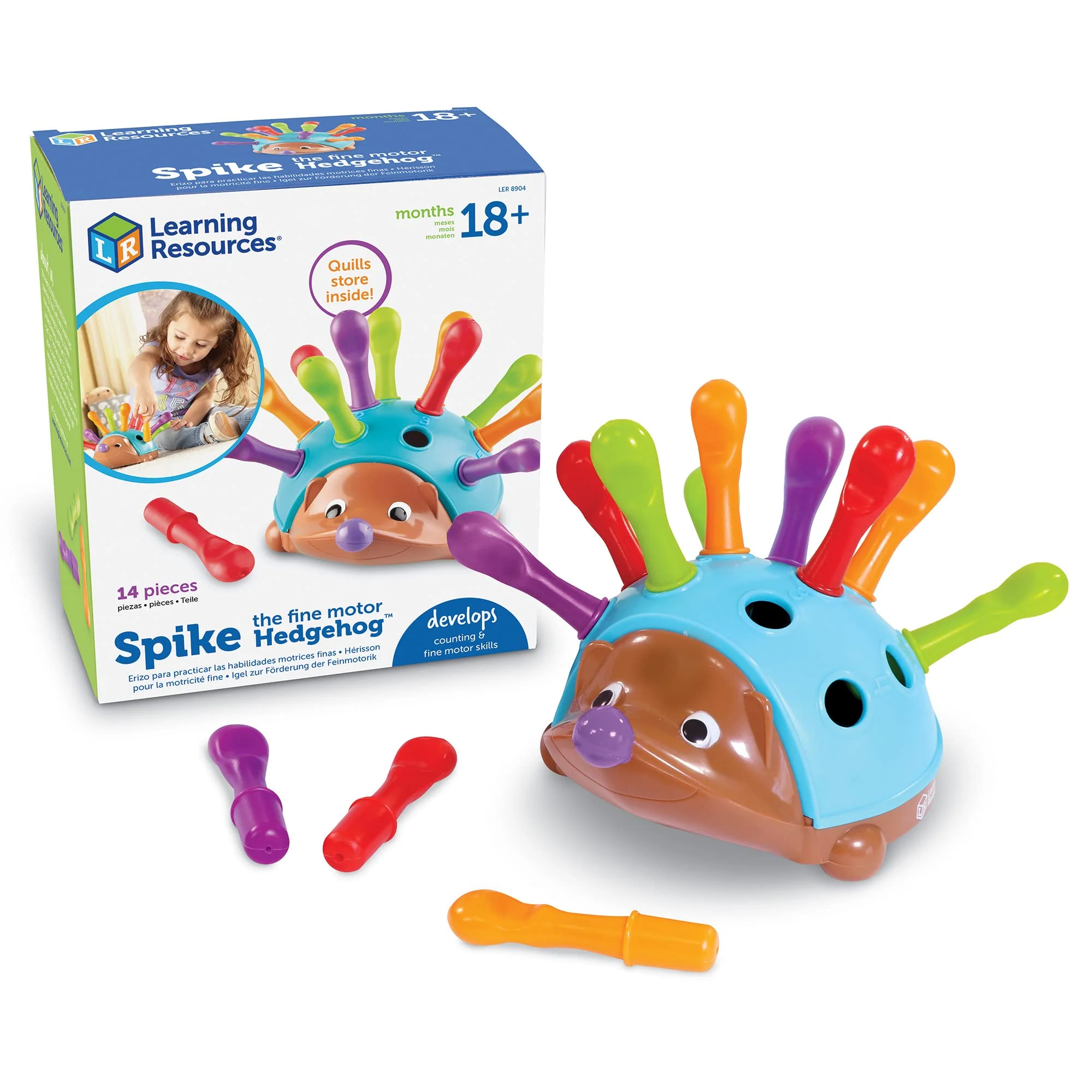 Learning Resources Spike der Igel, Feinmotorik Lernspielzeug für Kinder ab 18 Monaten, Farben und Formen Lernen, Vorschule, Motorikspiel, 12 Steckstachel