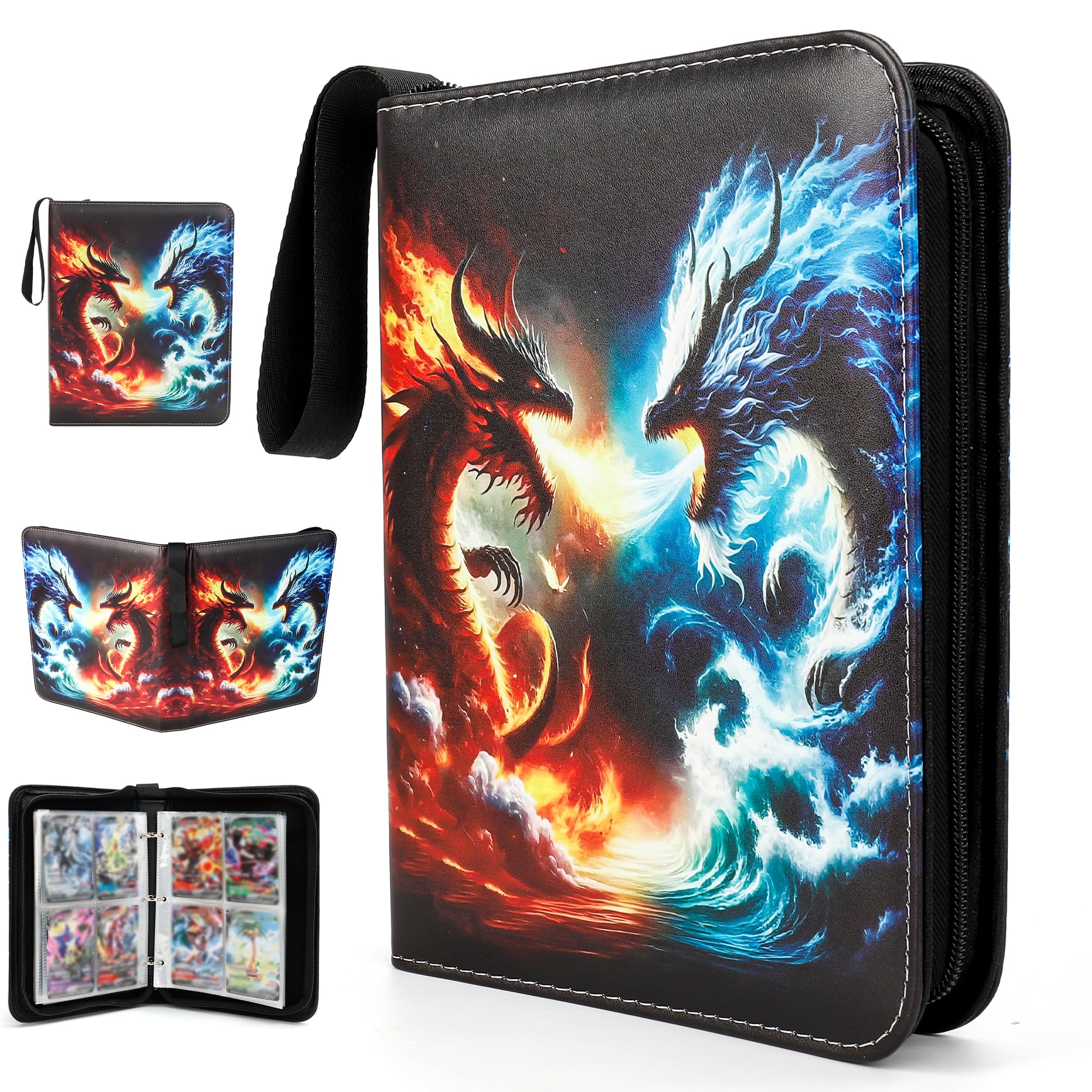 LearnToy Premium Exo-Tec Sammelalbum mit 400 Seitenlade-Taschen - Wasserdichtes Kartenalbum mit Reißverschluss für TCG, Board Games & Collectibles