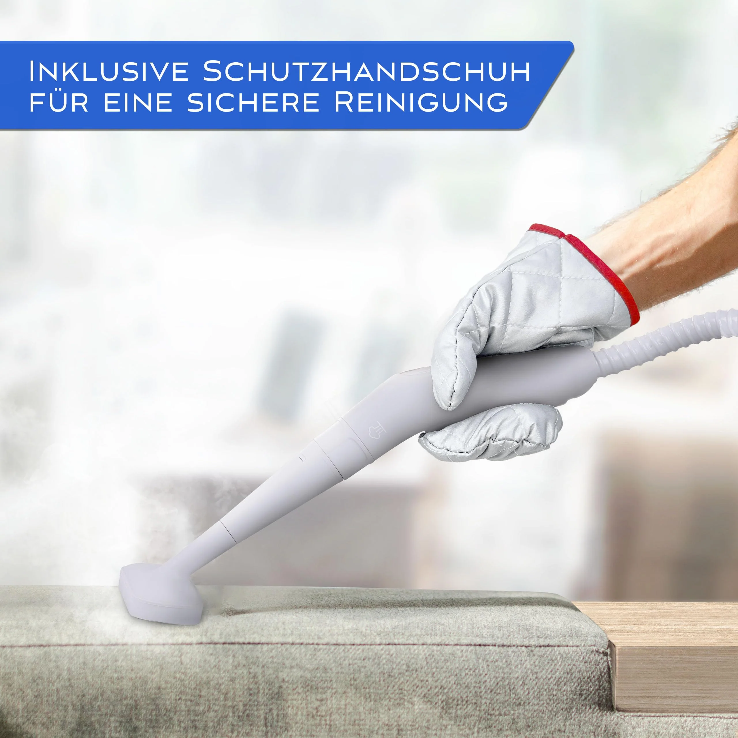 LEBENLANG Elektrischer Dampfreiniger Handgerät Steam Cleaner - 1000W & 300ml + 10x Zubehör | Handdampfreiniger Dampf Reiniger Auto Heißluft Fugenreiniger für Bad Fliesen und Fugen Gerät Polstermöbel - Image 7