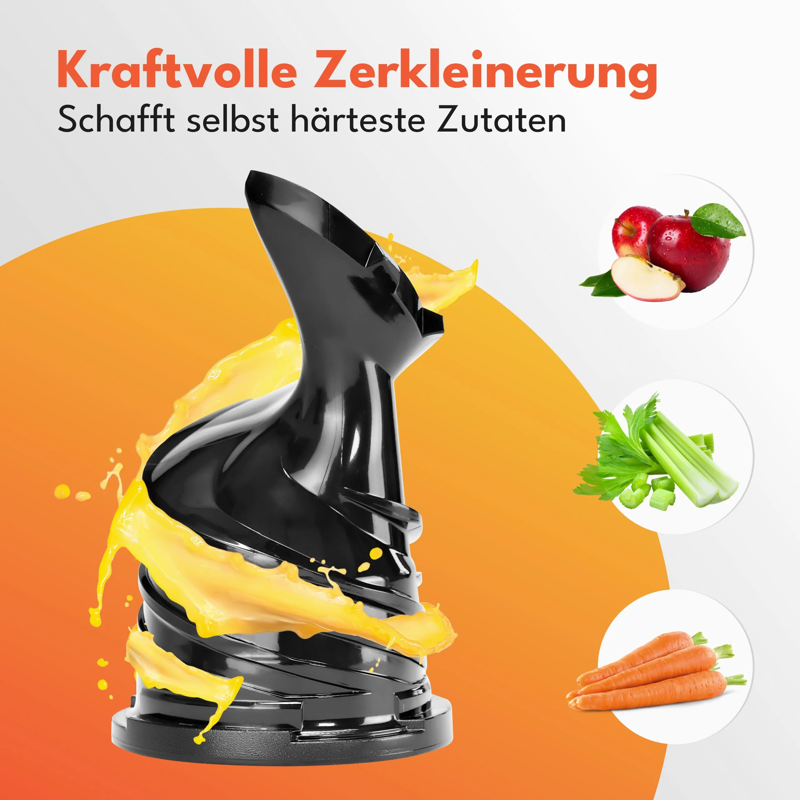 LEBENLANG Entsafter Slow Juicer - Inkl. Rezeptbuch & Große 130mm Öffnung I Perfekt für Obst ganze Früchte und Gemüse 100% BPA-Frei I Best Juicer Machine Saftpresse elektrisch Masticating Green Press - Image 6