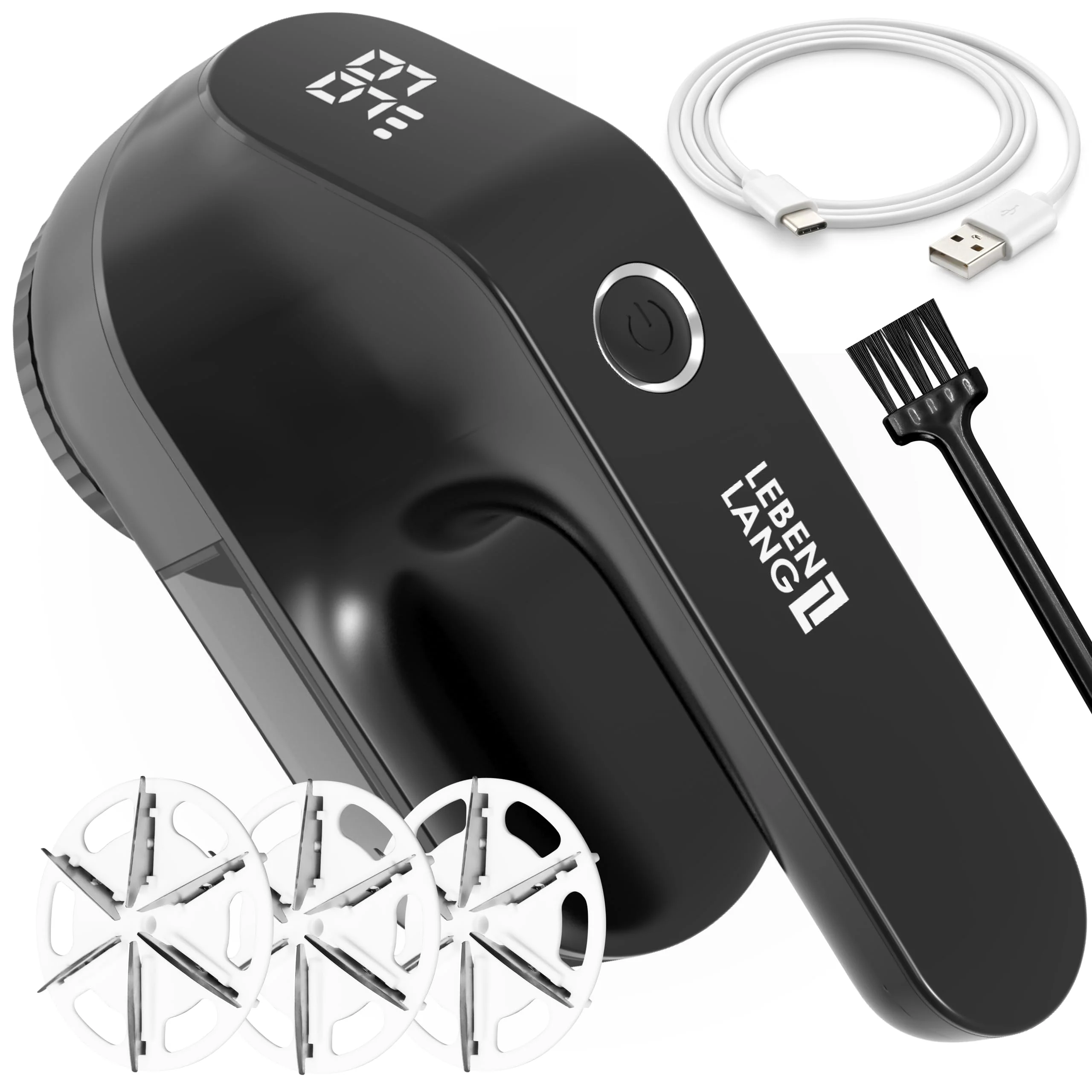 LEBENLANG Fusselrasierer Elektrisch 2000mAh - Inkl. LED Anzeige & Reinigungspinsel I Bis zu 2h Laufzeit I Flusenrasierer für Kleidung Fusselentferner Kleidung Lint Remover Fuselrasier Flusenentferner - Image 3
