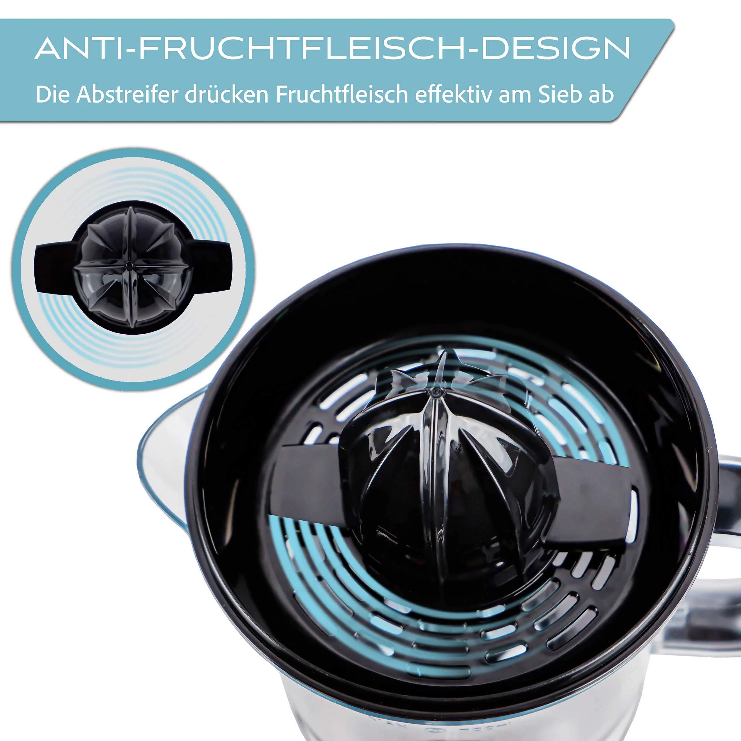 LEBENLANG Zitronenpresse elektrisch hohe Saftausbeute – Saftpresse, Orangenpresse 2 Drehrichtungen – Elektrische Fruchtpresse 2 Kegel - Orangen Edelstahl Zitruspresse - Image 3